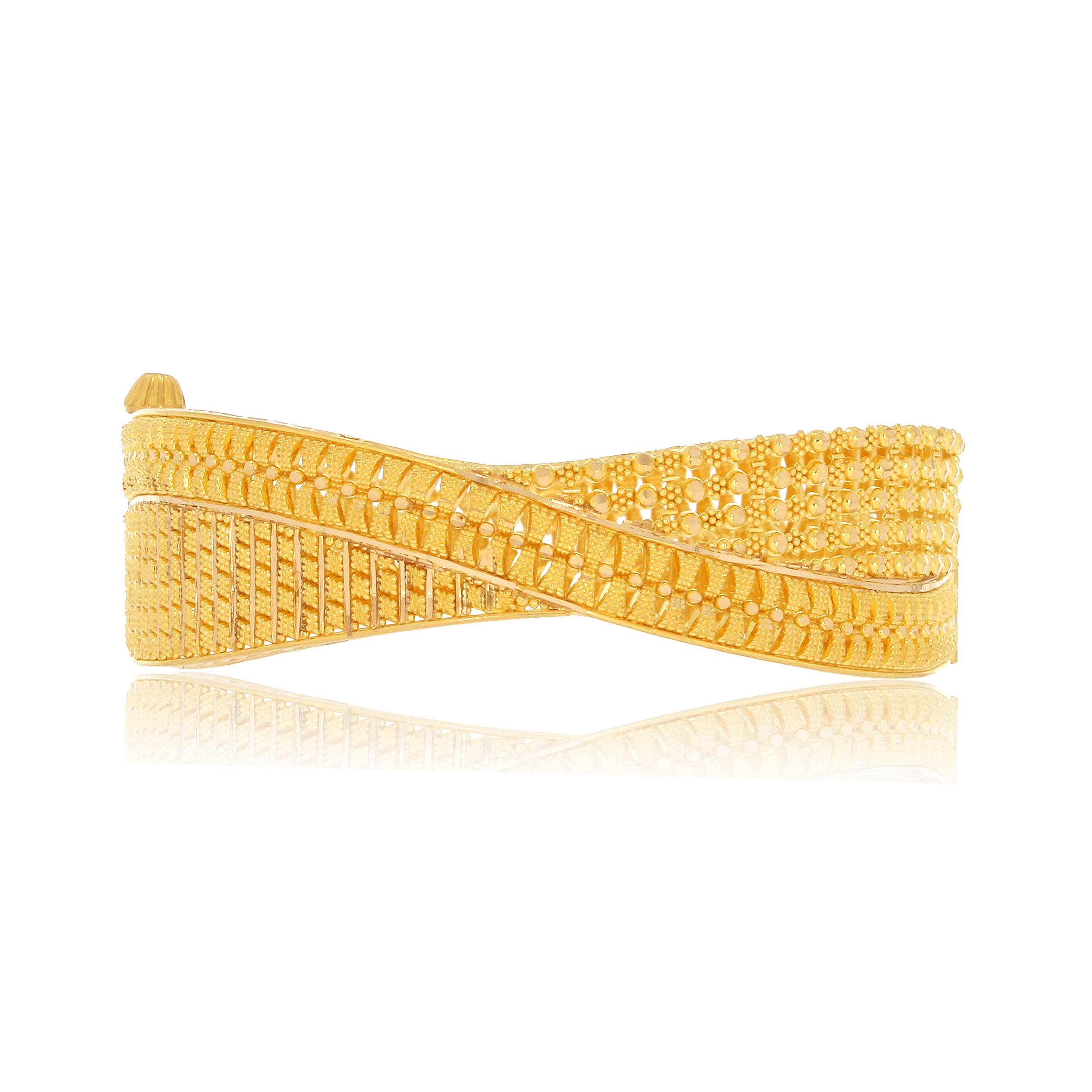 Overlapped Swing Gold Chur Bangle - Senco Gold and Diamonds