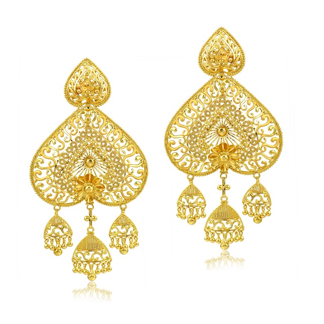 Artistic Heart Gold Earrings - Senco Gold and Diamonds