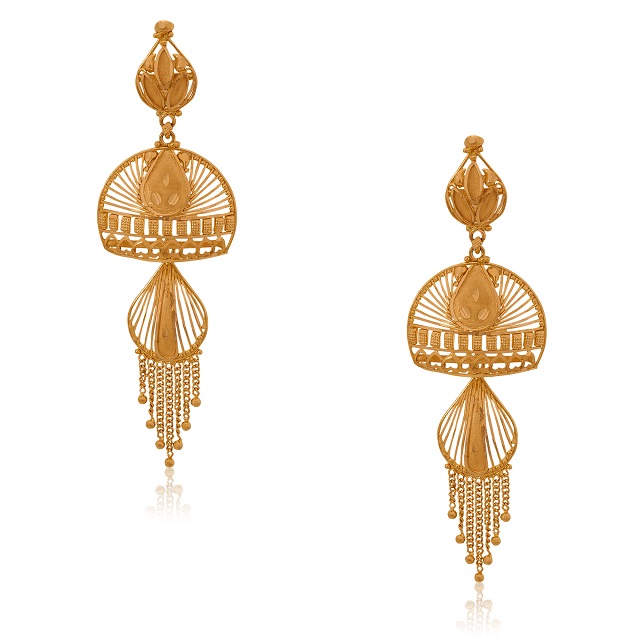 Fancy Art Gold Drop Earrings - Senco Gold and Diamonds