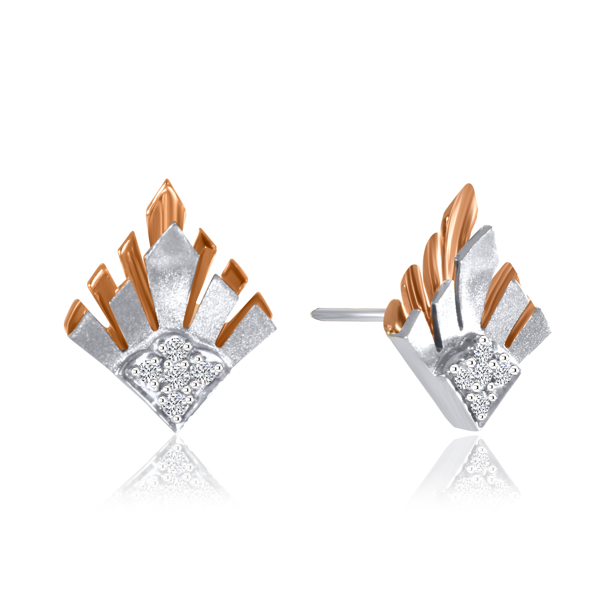Shimmering Flame Platinum Diamond Studs - Senco Gold and Diamonds