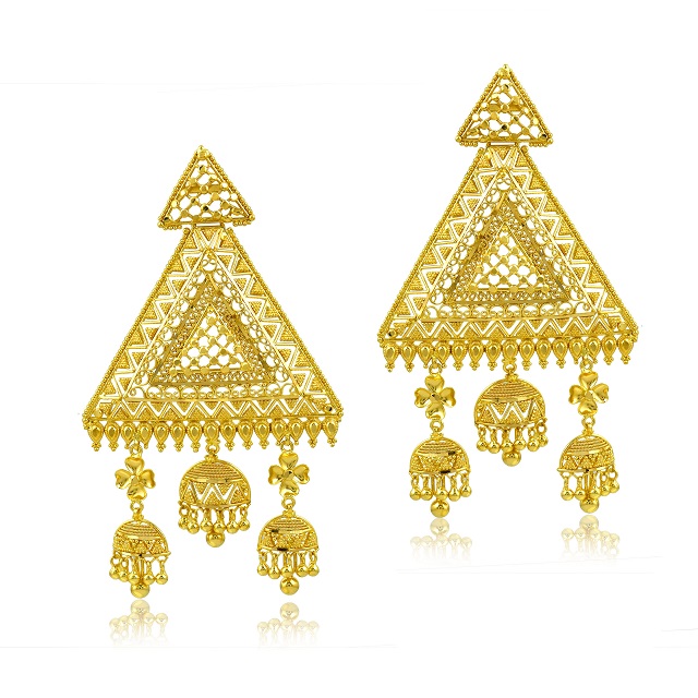 Tribal Allure Gold Danglers - Senco Gold and Diamonds