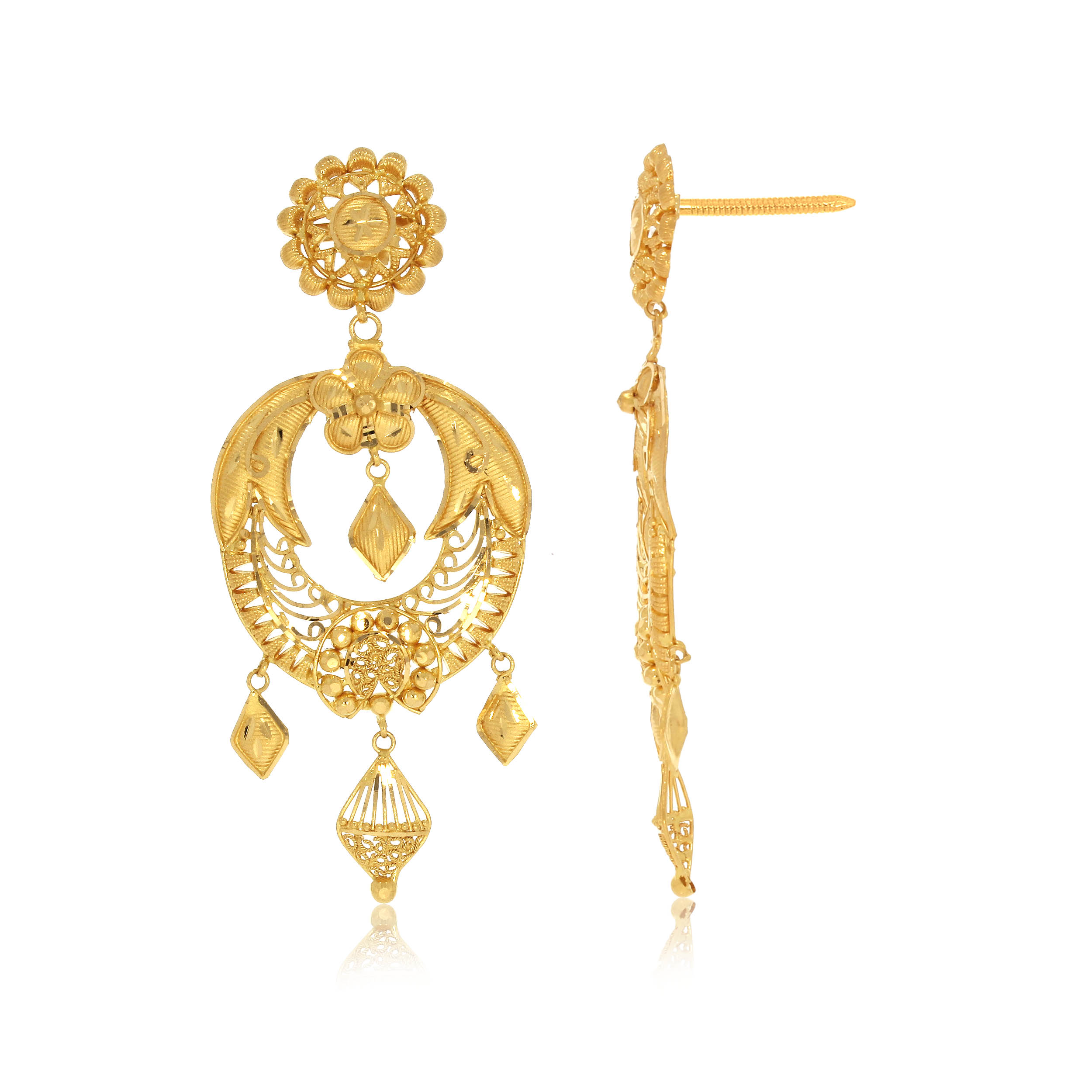 Traditional Glow Gold Chandbali Earrings - Senco Gold and Diamonds
