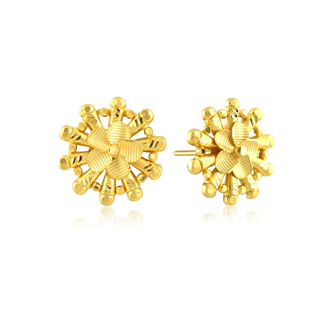 Fusion Bloom Gold Studs - Senco Gold and Diamonds