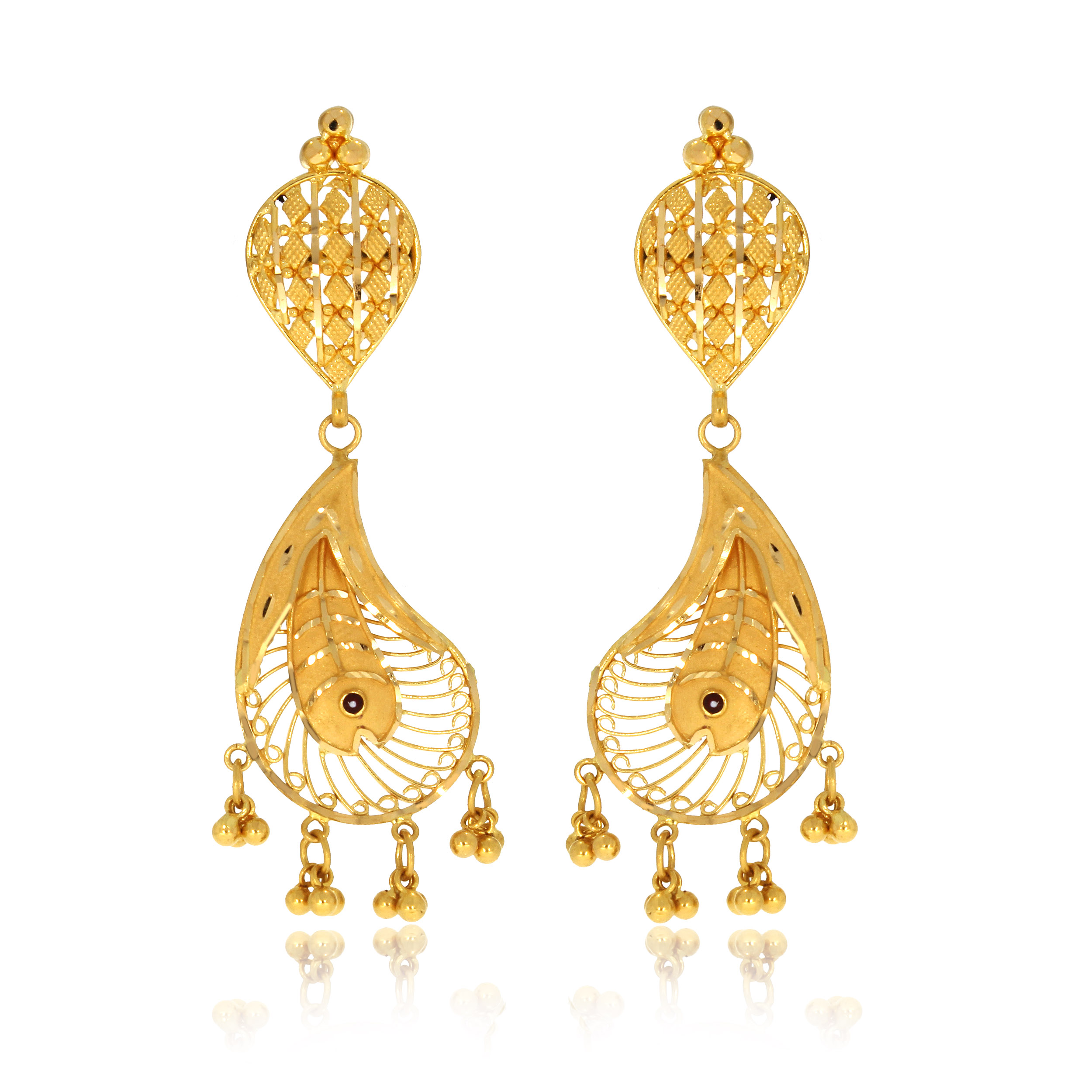 Creative Paisley Gold Drop Earrings - Senco Gold and Diamonds