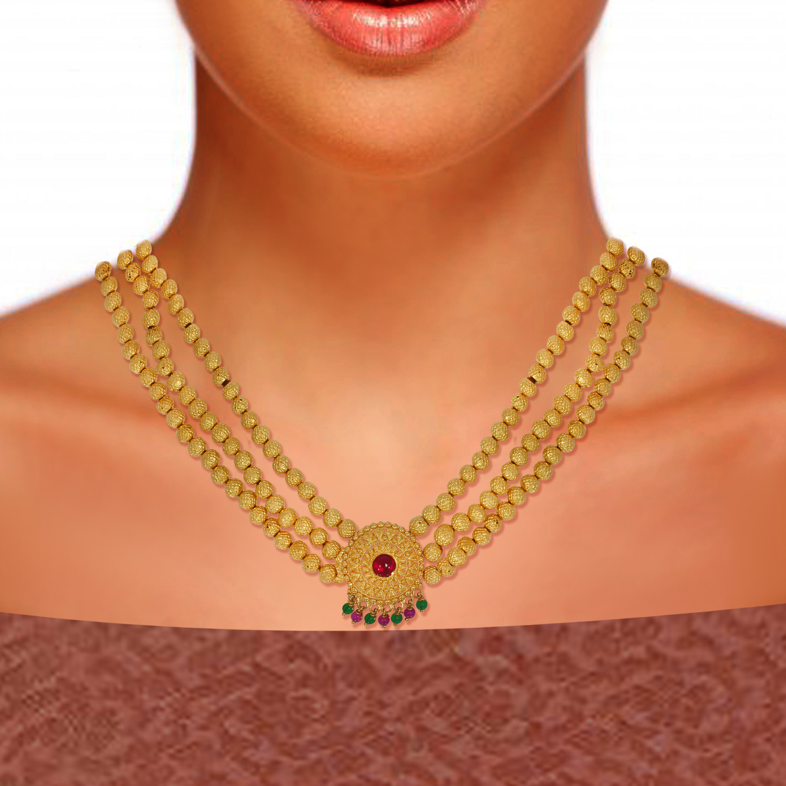 Trio Layered Gold Tushi Necklace - Senco Gold and Diamonds
