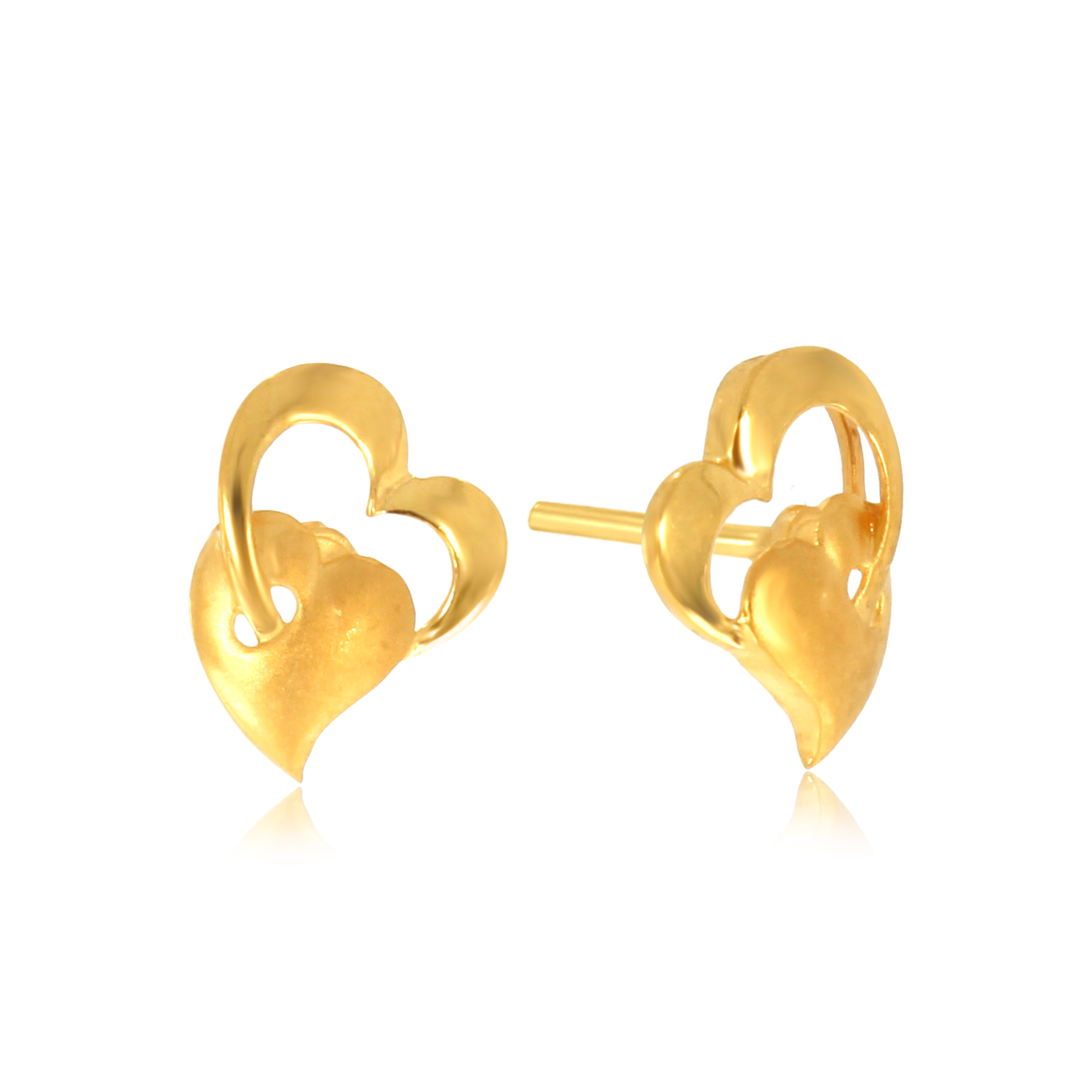Interlocked Hearts Gold Studs - Senco Gold and Diamonds
