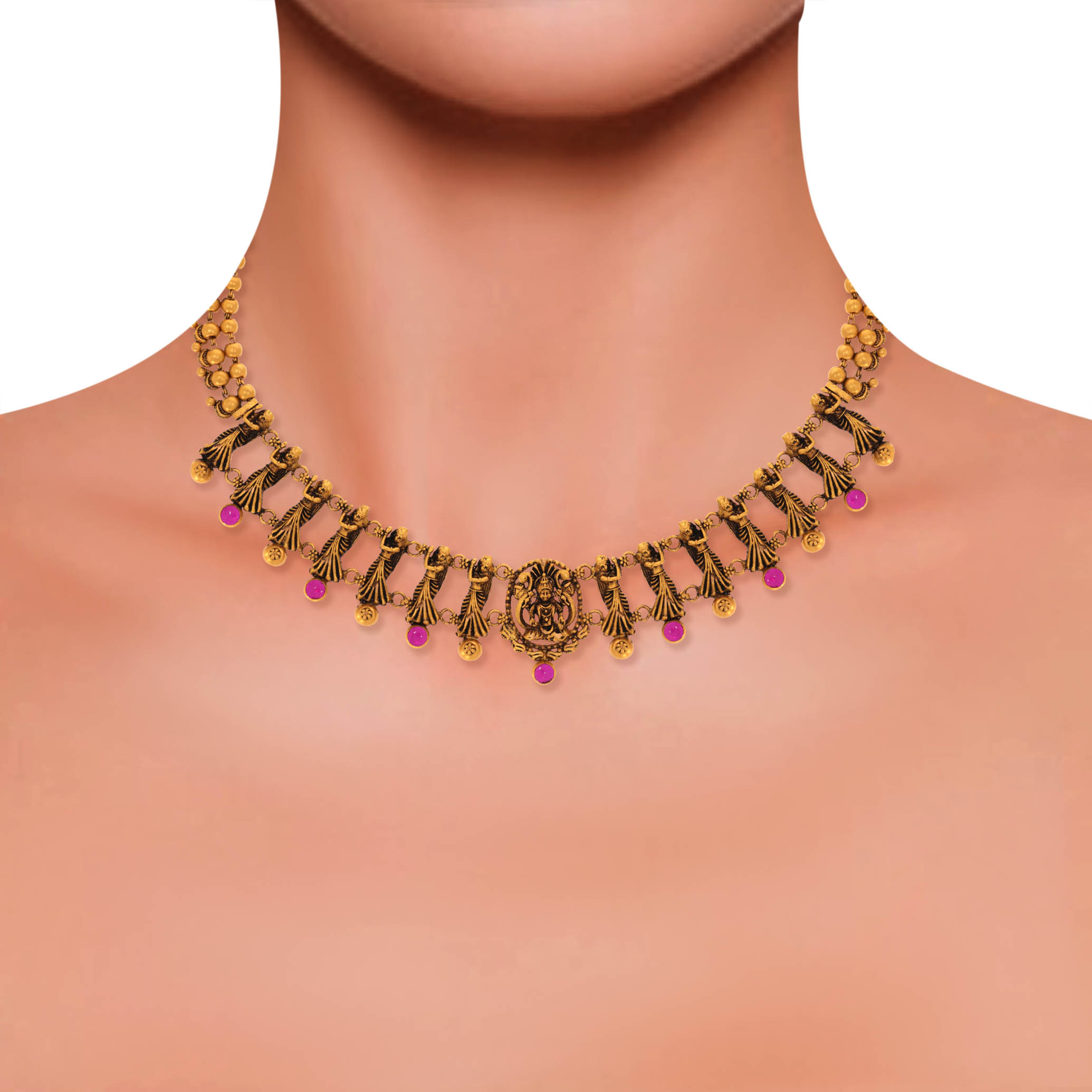 Elegant Devotees Antique Gold Necklace - Senco Gold and Diamonds