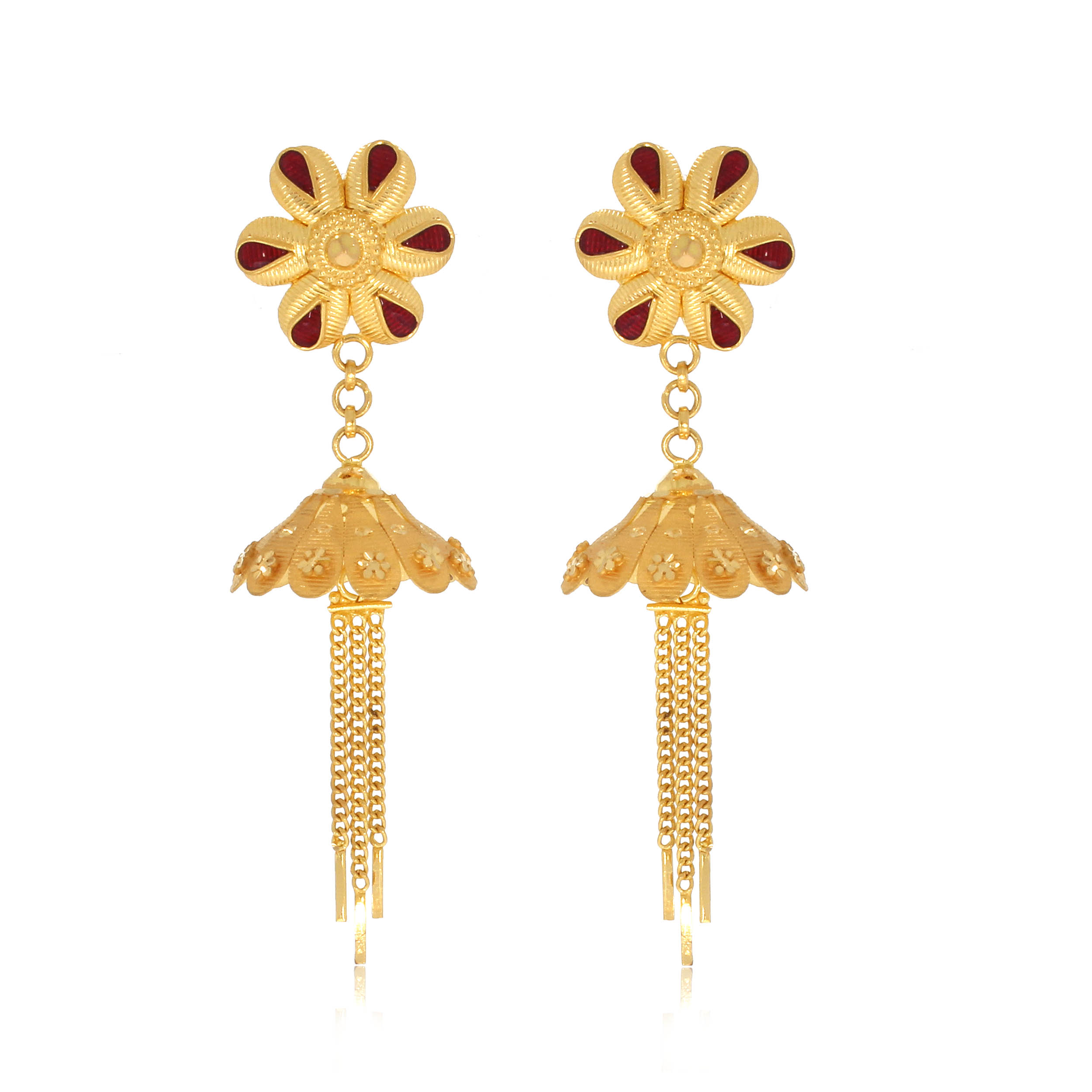 Daisy Craft Gold Drop Earrings - Senco Gold and Diamonds
