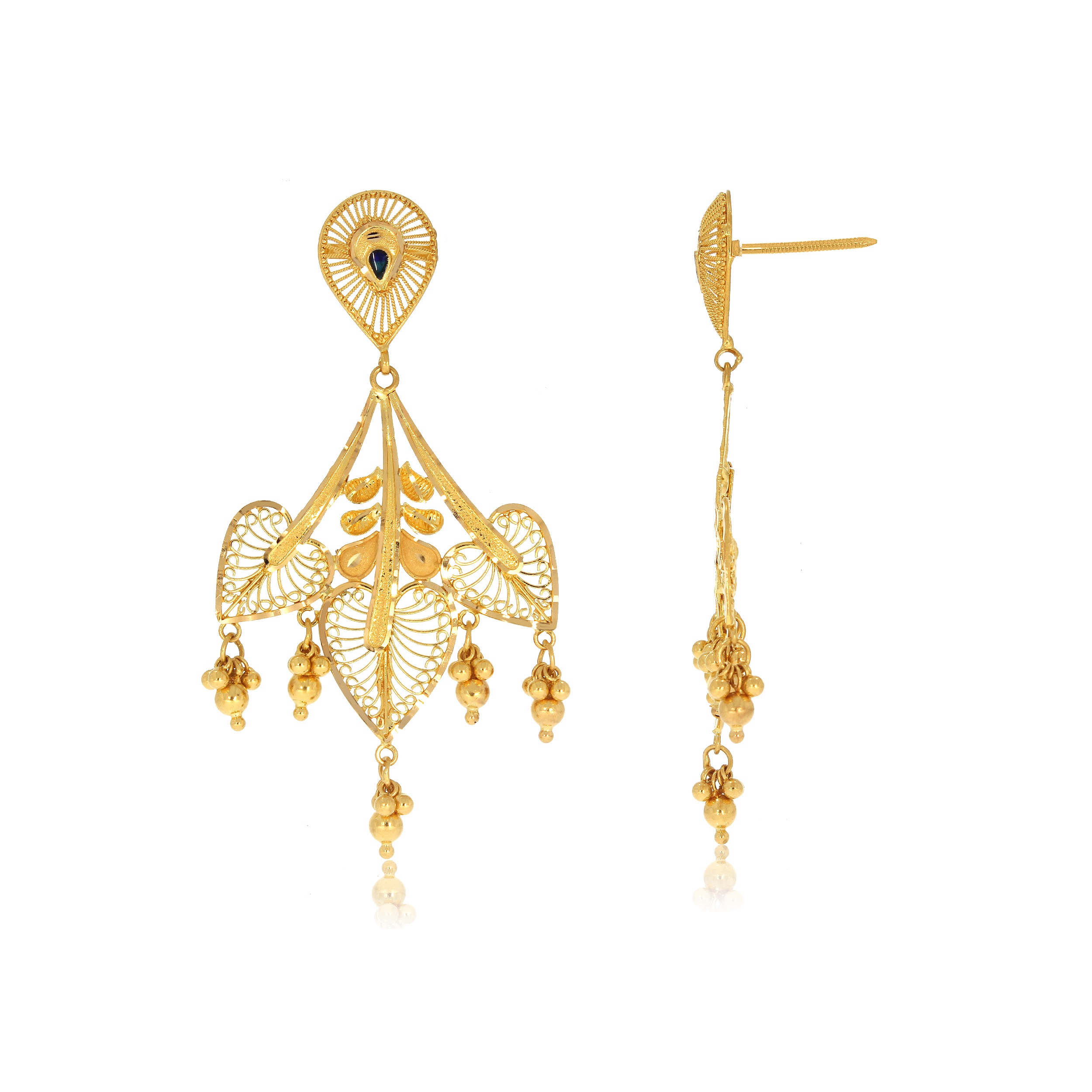 Monsoon Leaves Gold Earrings - Senco Gold and Diamonds