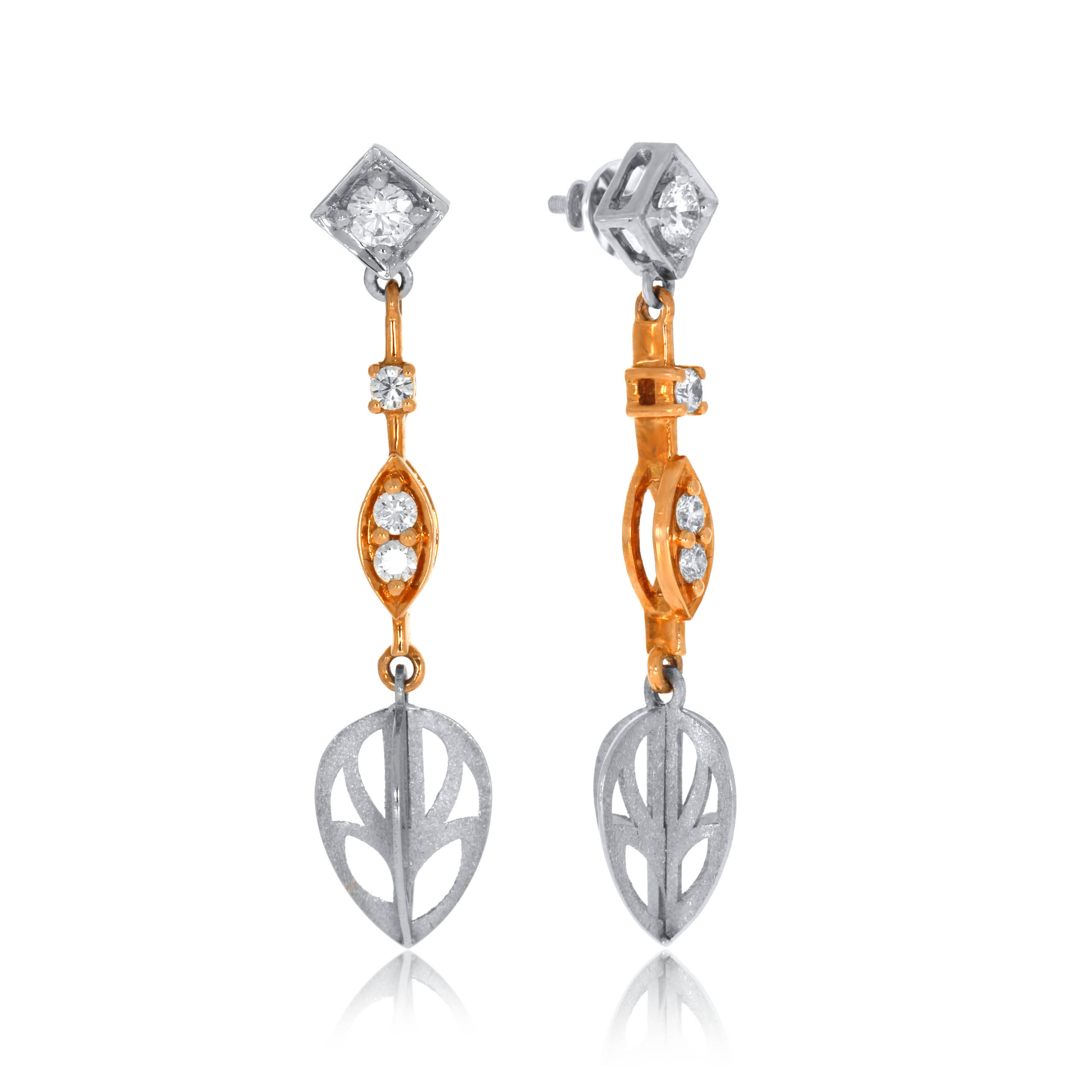 Shovel Art Platinum Long Earrings - Senco Gold and Diamonds