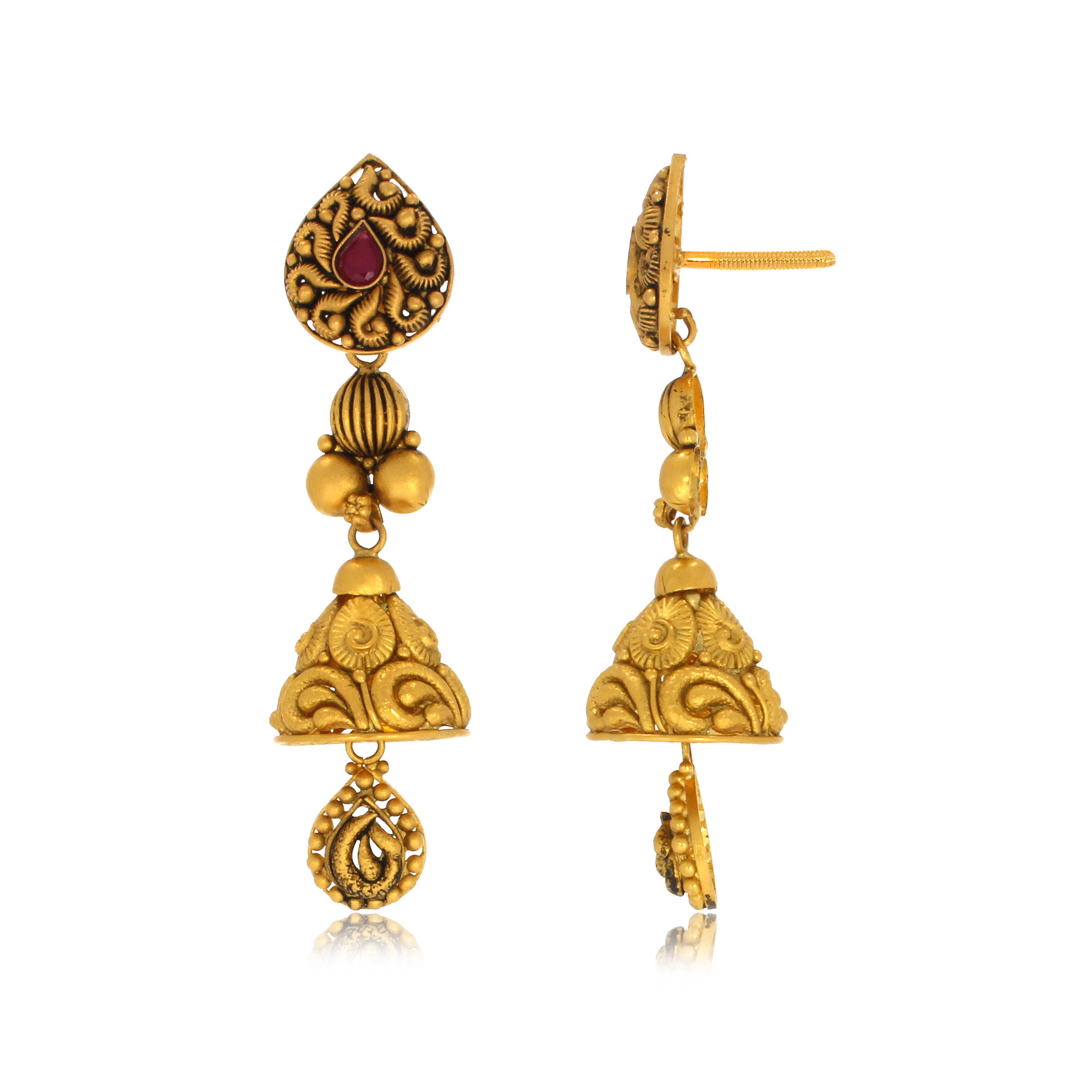 Artistic Treasure Antique Gold Earrings - Senco Gold and Diamonds