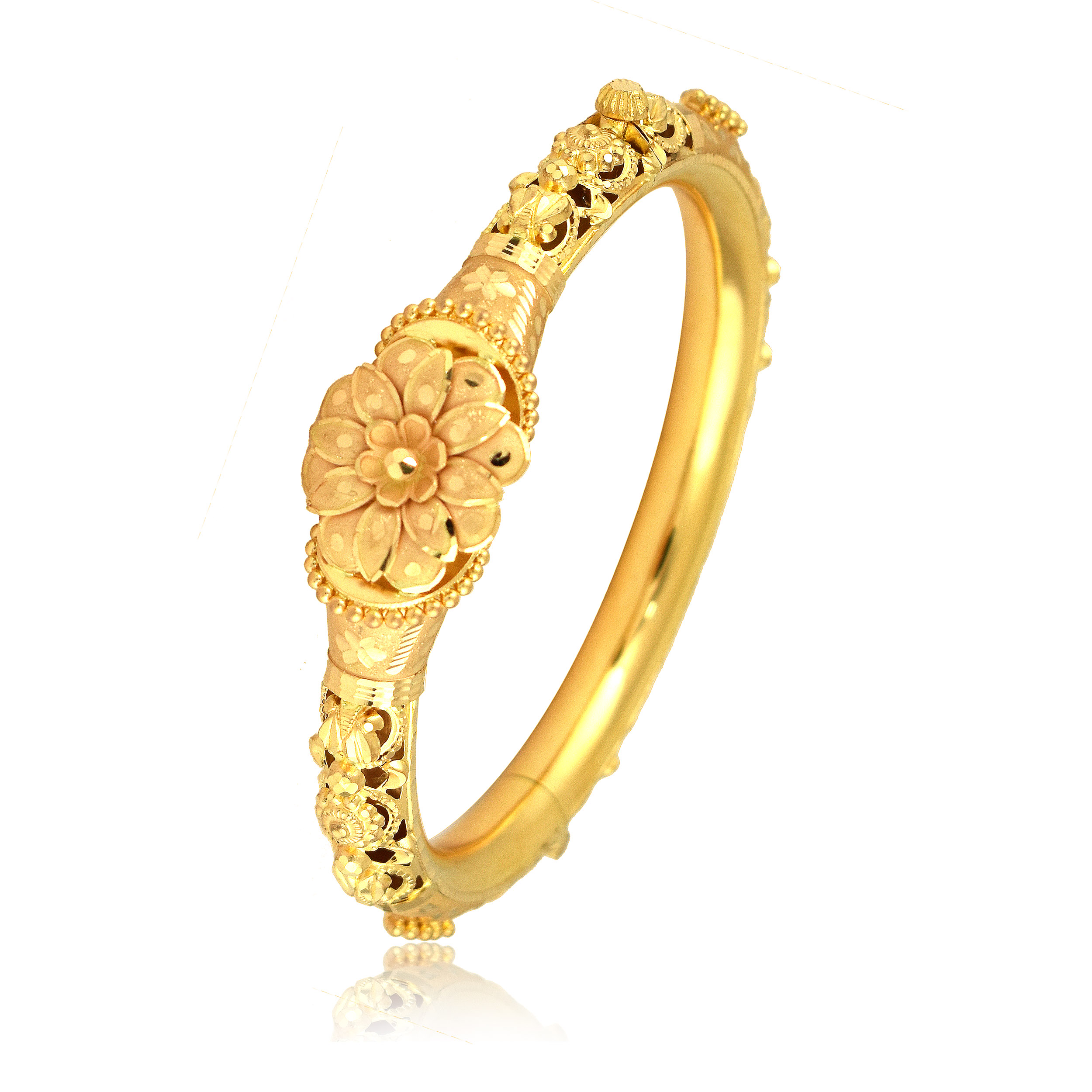 Expressive Bloom Gold Chur Bangle - Senco Gold and Diamonds