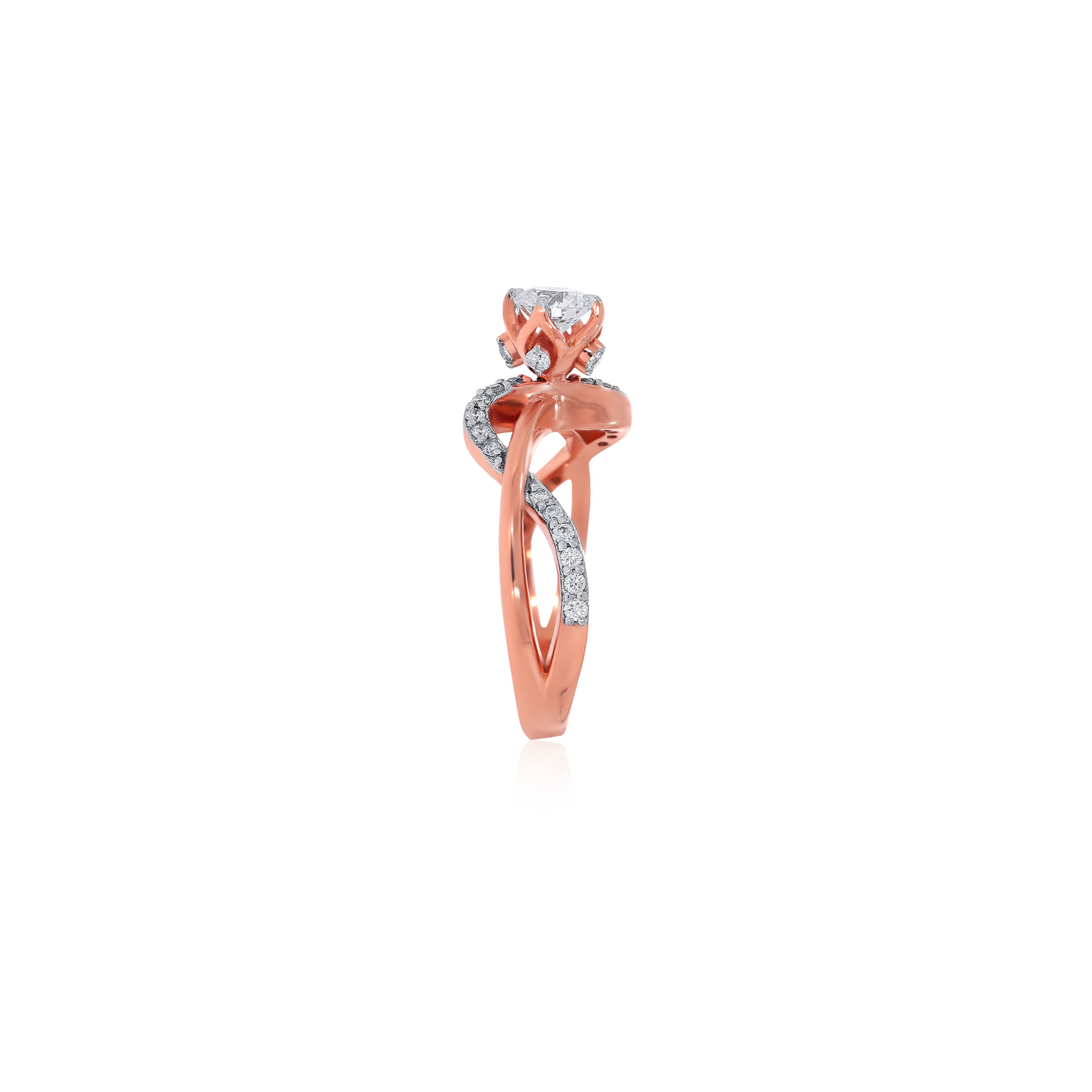 Wavy Adore Solitaire Ring - Senco Gold and Diamonds