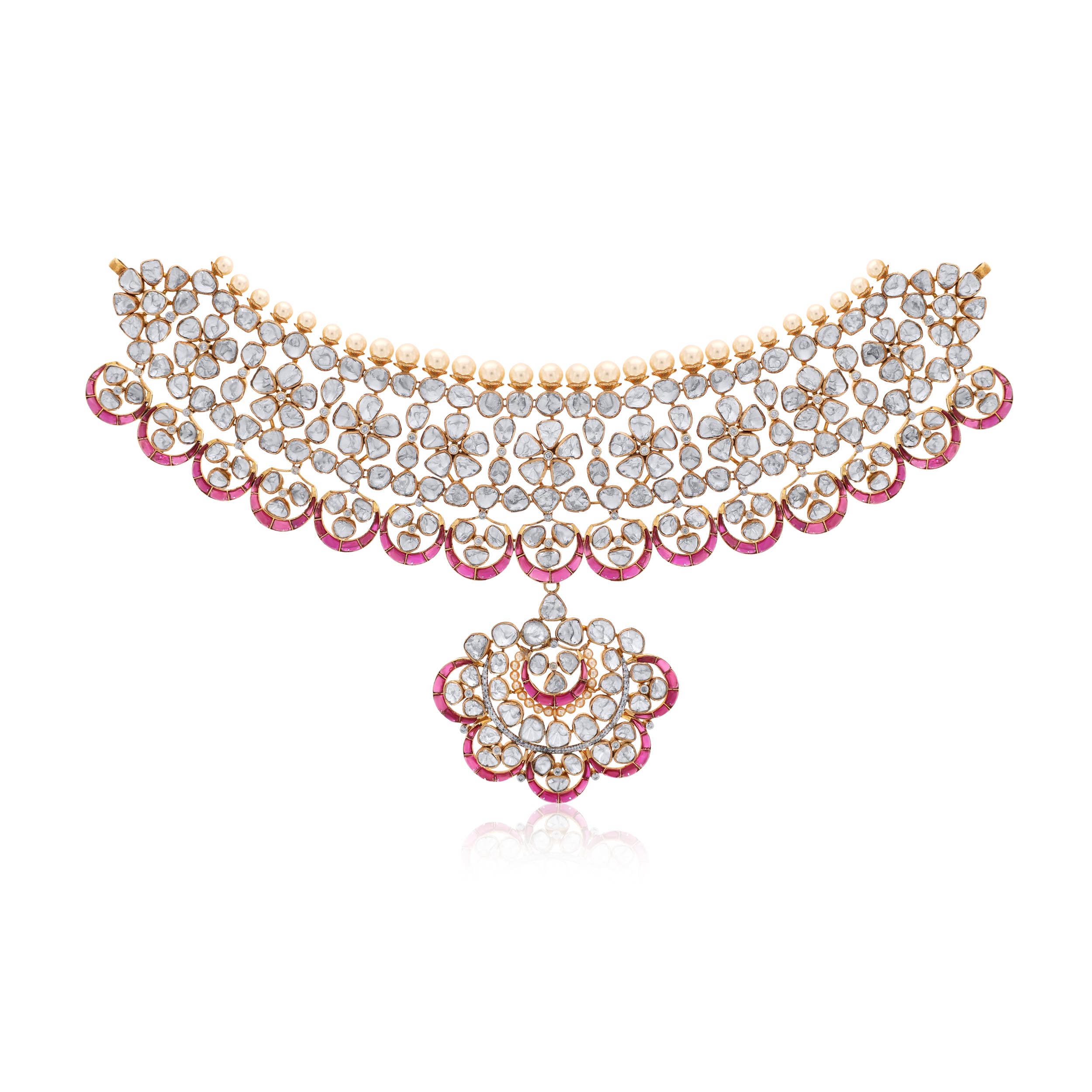 Rosy Grandeur Polki Necklace - Senco Gold and Diamonds