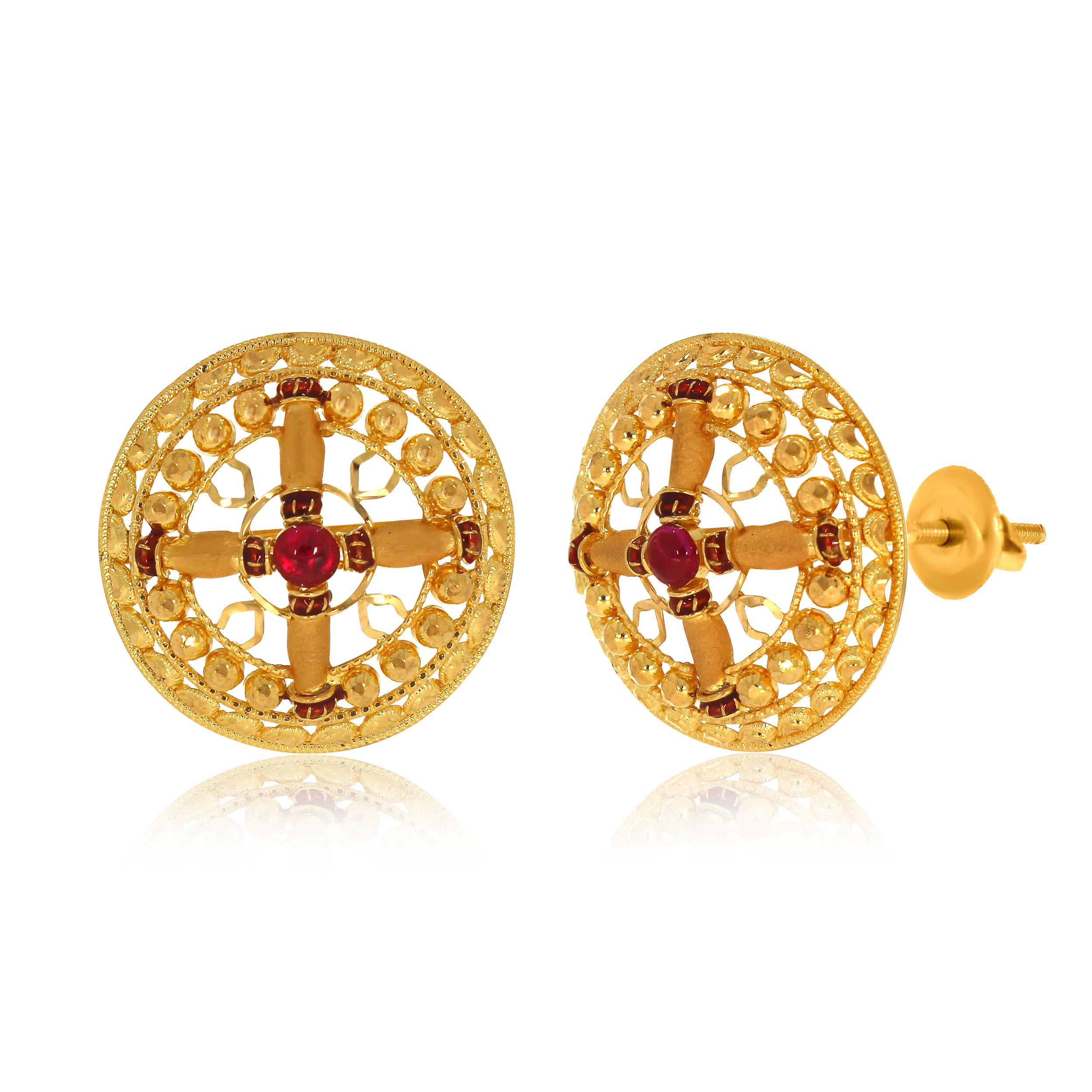 Graceful Sphere Gold Studs - Senco Gold and Diamonds