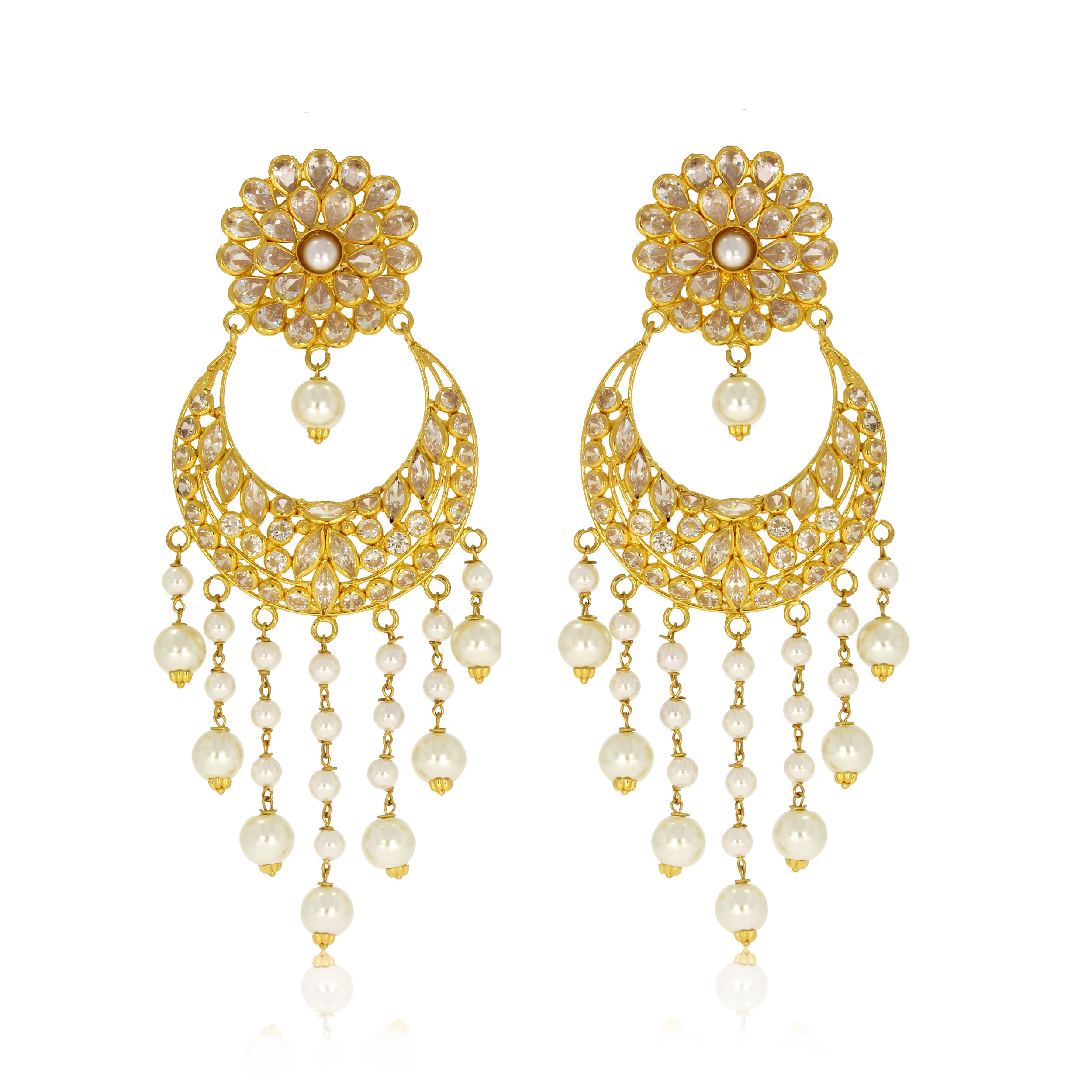 Art of Glam Gold Chandbali Earrings - Senco Gold and Diamonds