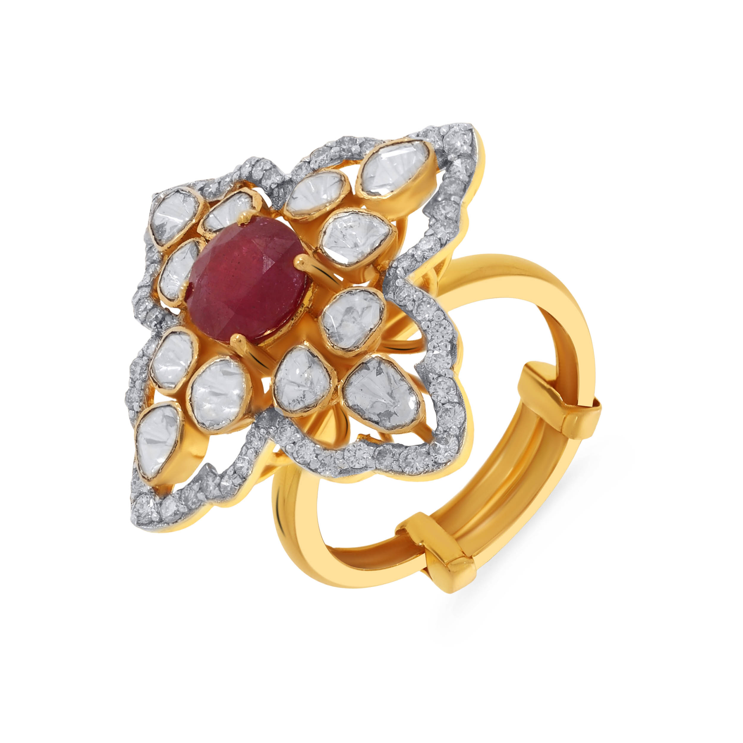 Floral Wonder Polki Diamond Ring - Senco Gold and Diamonds