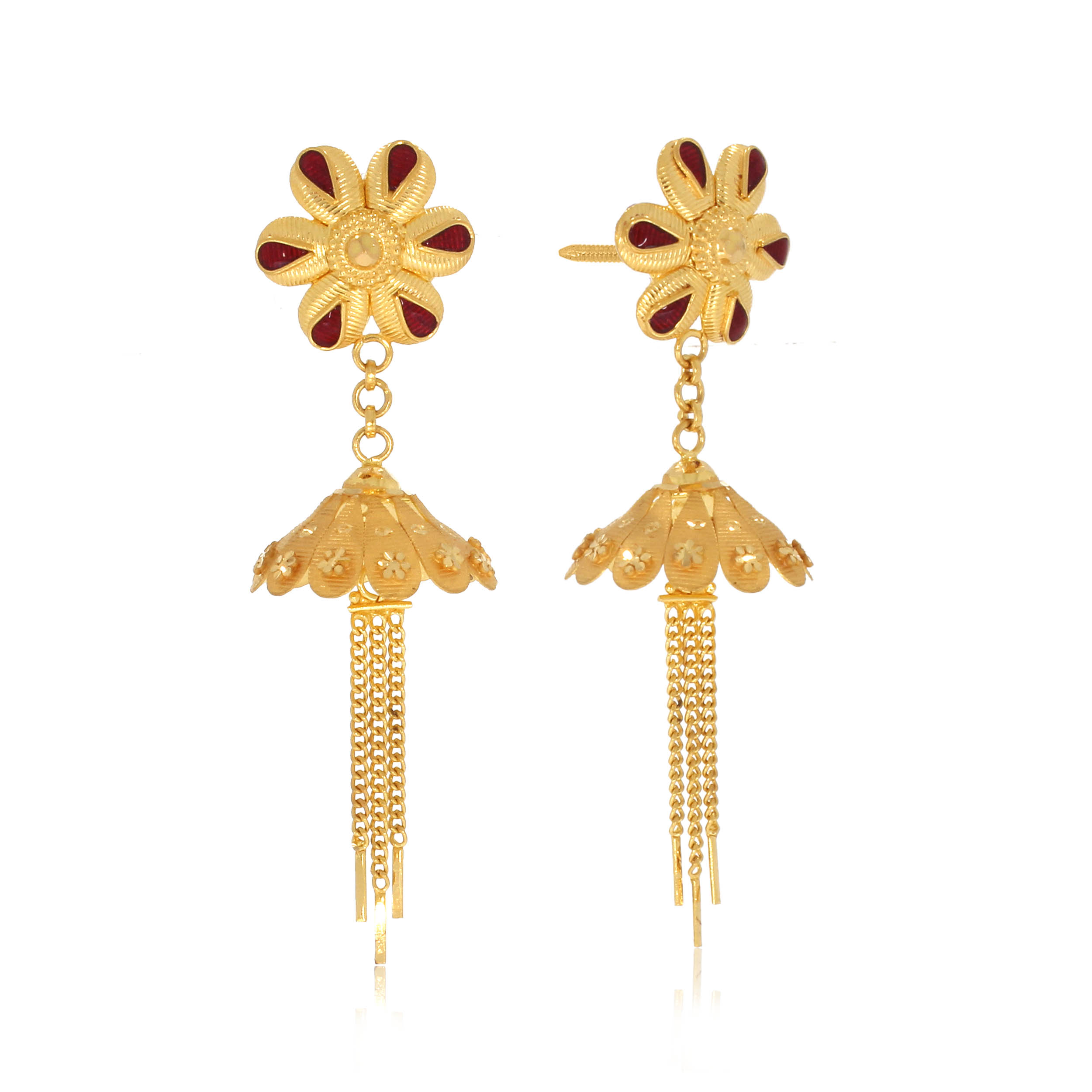 Daisy Craft Gold Drop Earrings - Senco Gold and Diamonds