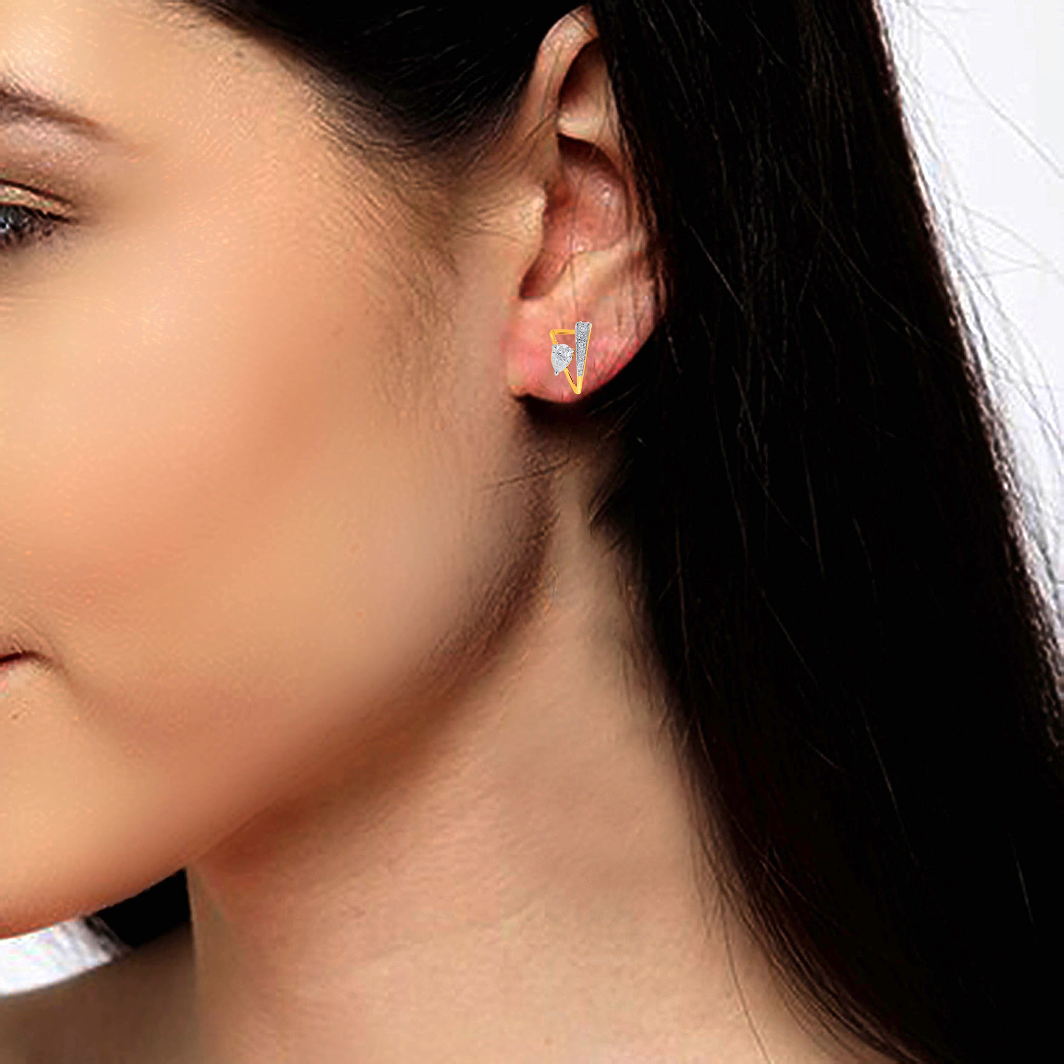 Abstract Triangle Solitaire Studs - Senco Gold and Diamonds