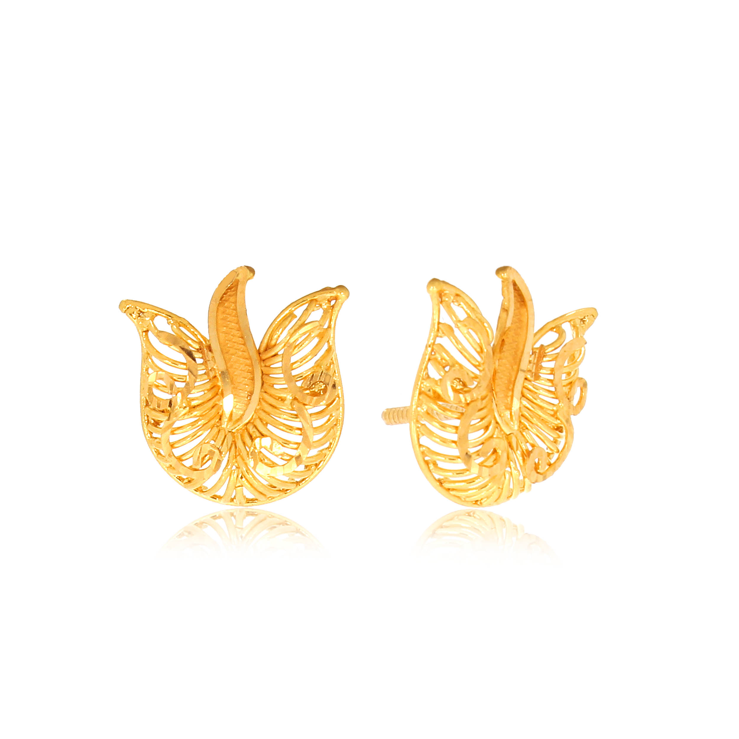 Dancing Swan Gold Studs - Senco Gold and Diamonds
