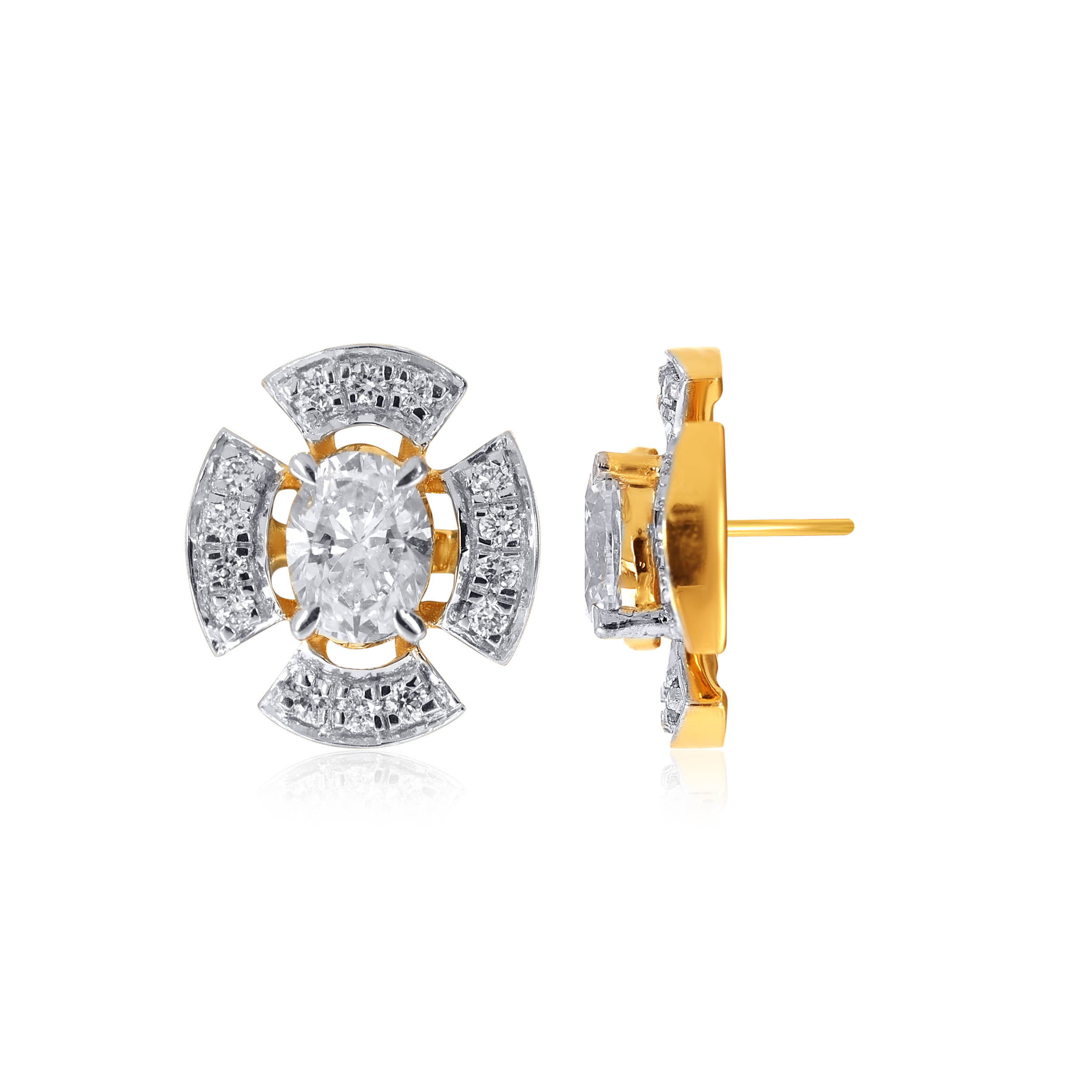 Striking Blossom Solitaire Studs - Senco Gold and Diamonds