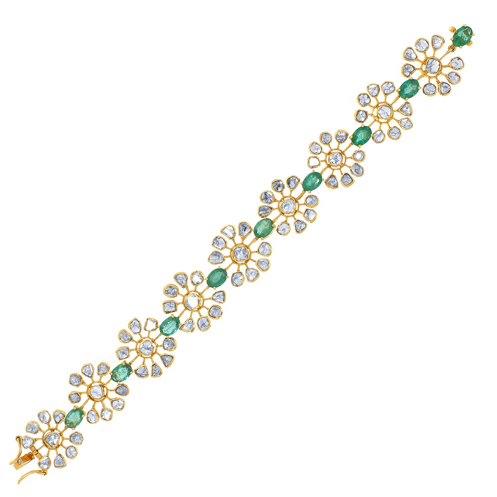 Oceanic Floral Polki Bracelet - Senco Gold and Diamonds