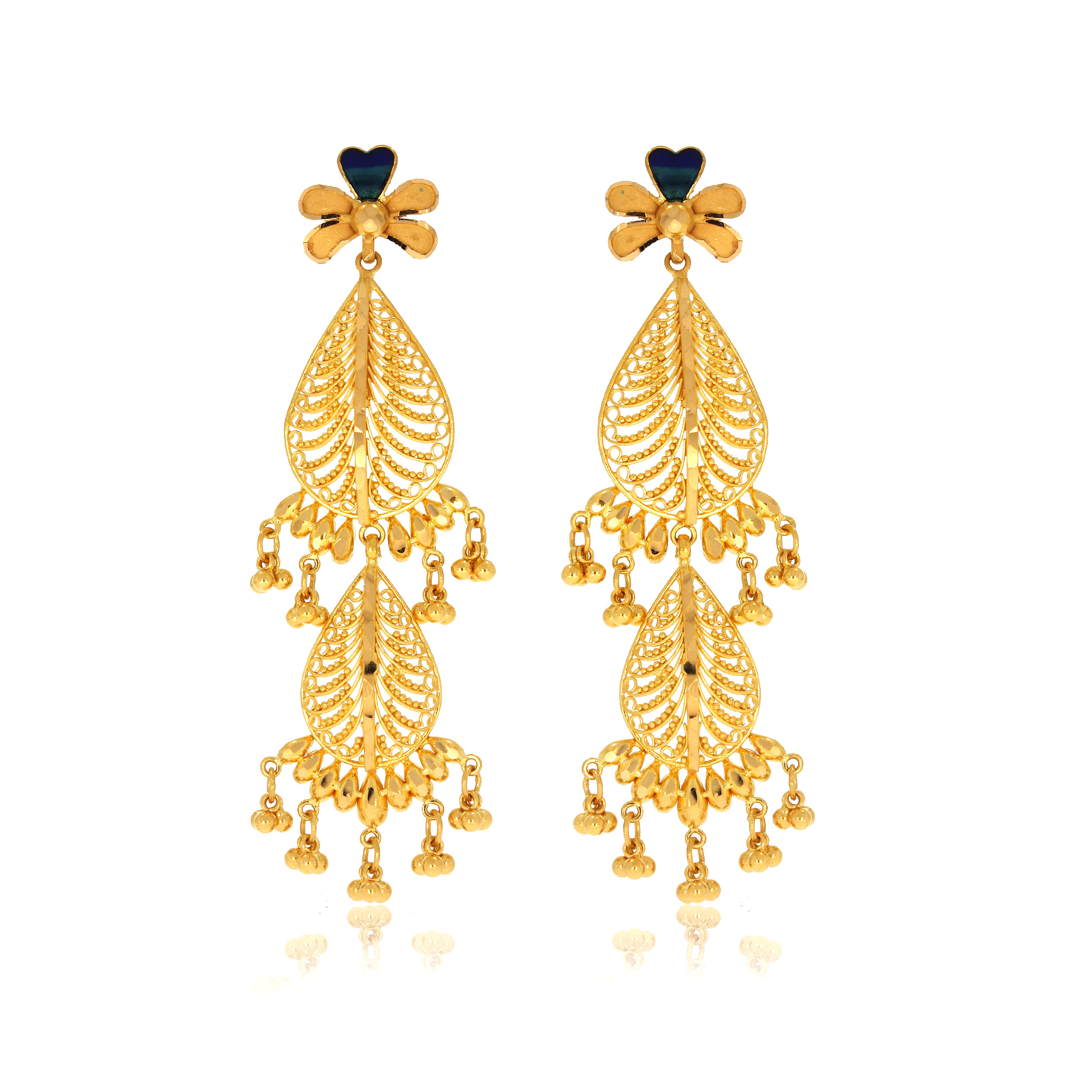 Intricate Petals Gold Danglers - Senco Gold and Diamonds