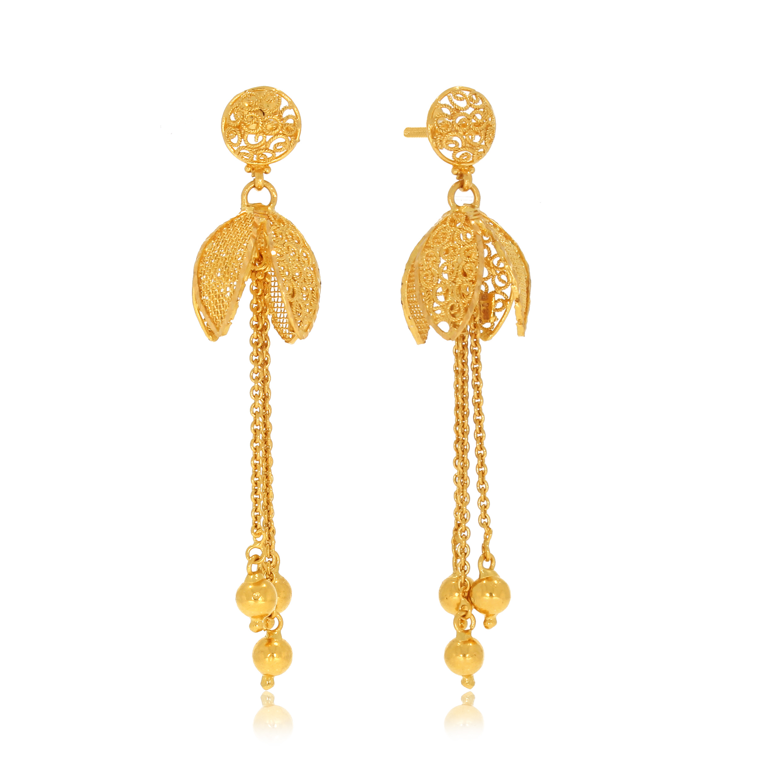 Contemporary Glow Gold Long Earrings - Senco Gold and Diamonds