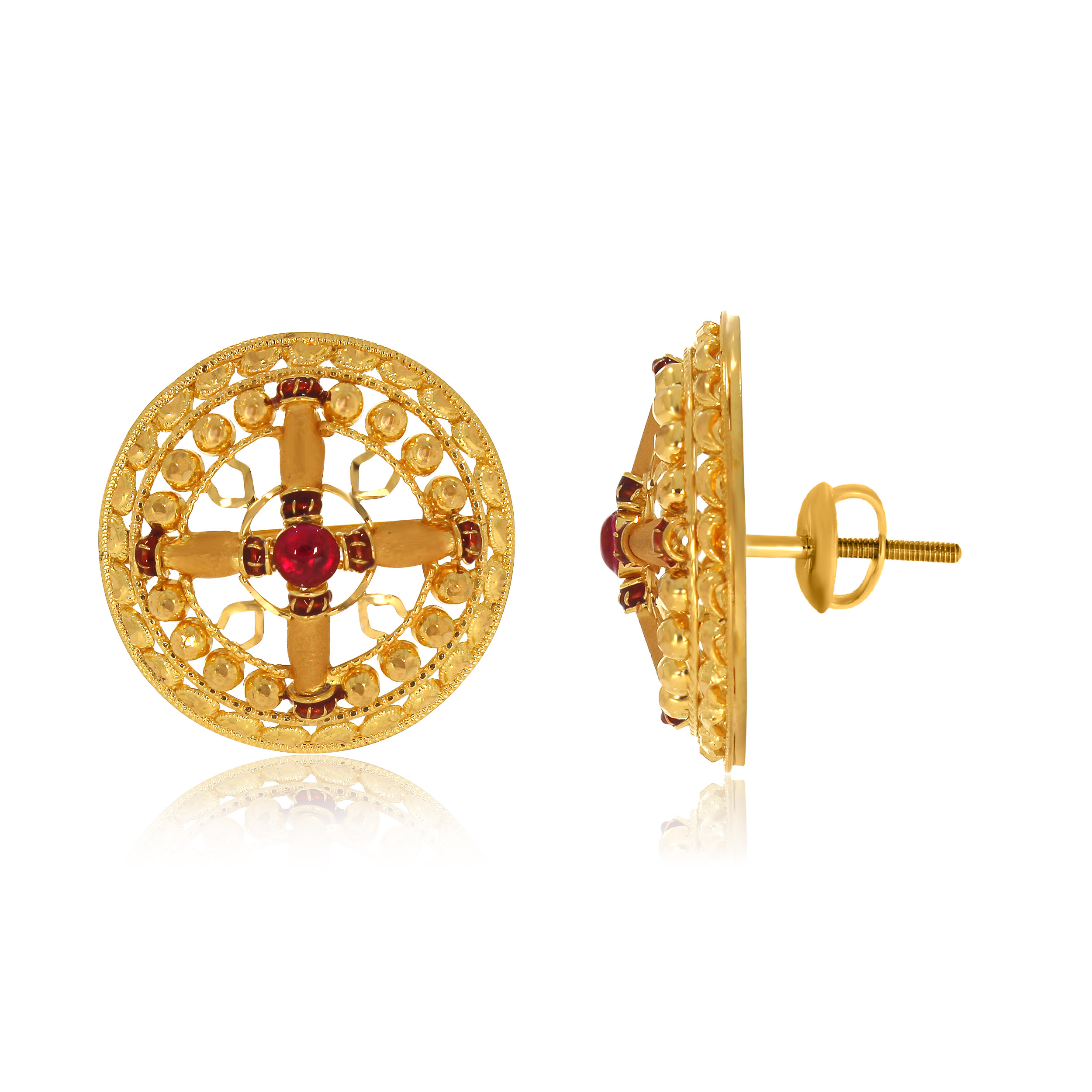 Graceful Sphere Gold Studs - Senco Gold and Diamonds