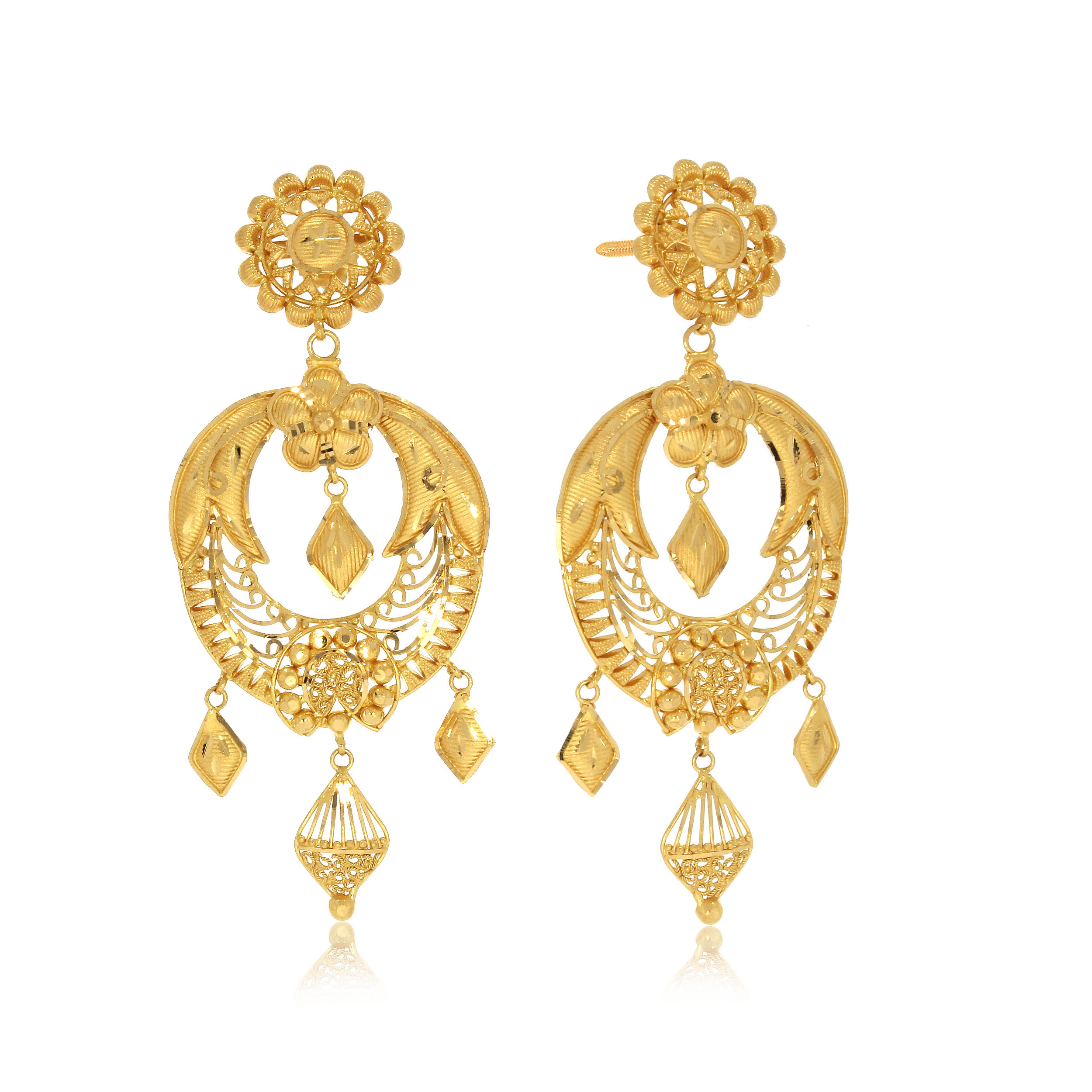 Traditional Glow Gold Chandbali Earrings - Senco Gold and Diamonds