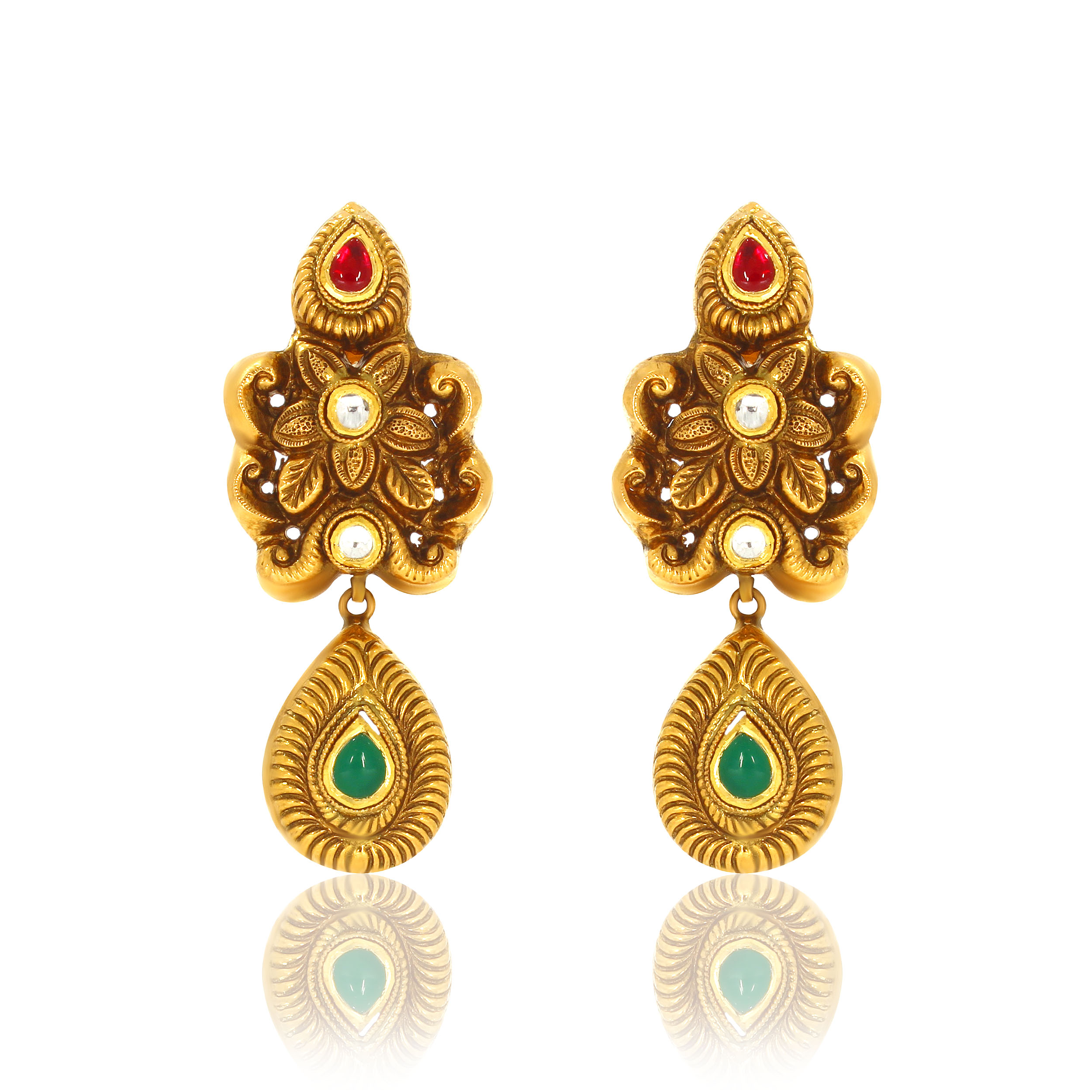 Mesmerizing Antique Gold Drop Earrings - Senco Gold and Diamonds