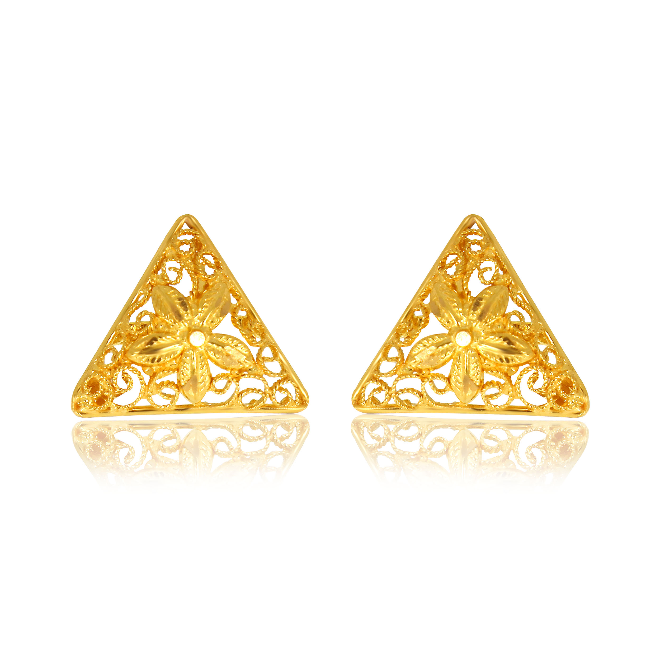 Magnificent Trigon Gold Studs - Senco Gold and Diamonds