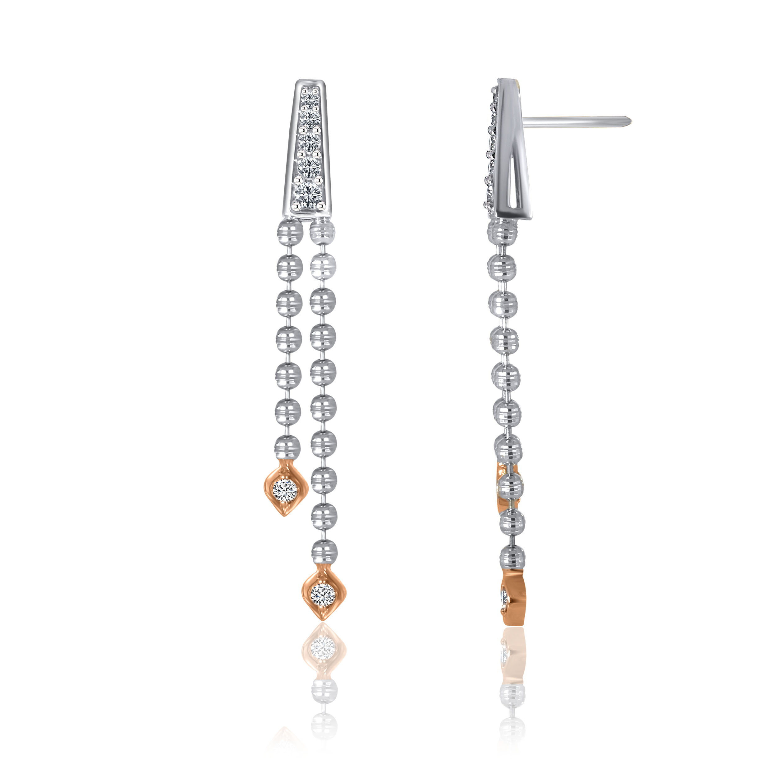 Glinting Droplets Platinum Diamond Earrings - Senco Gold and Diamonds