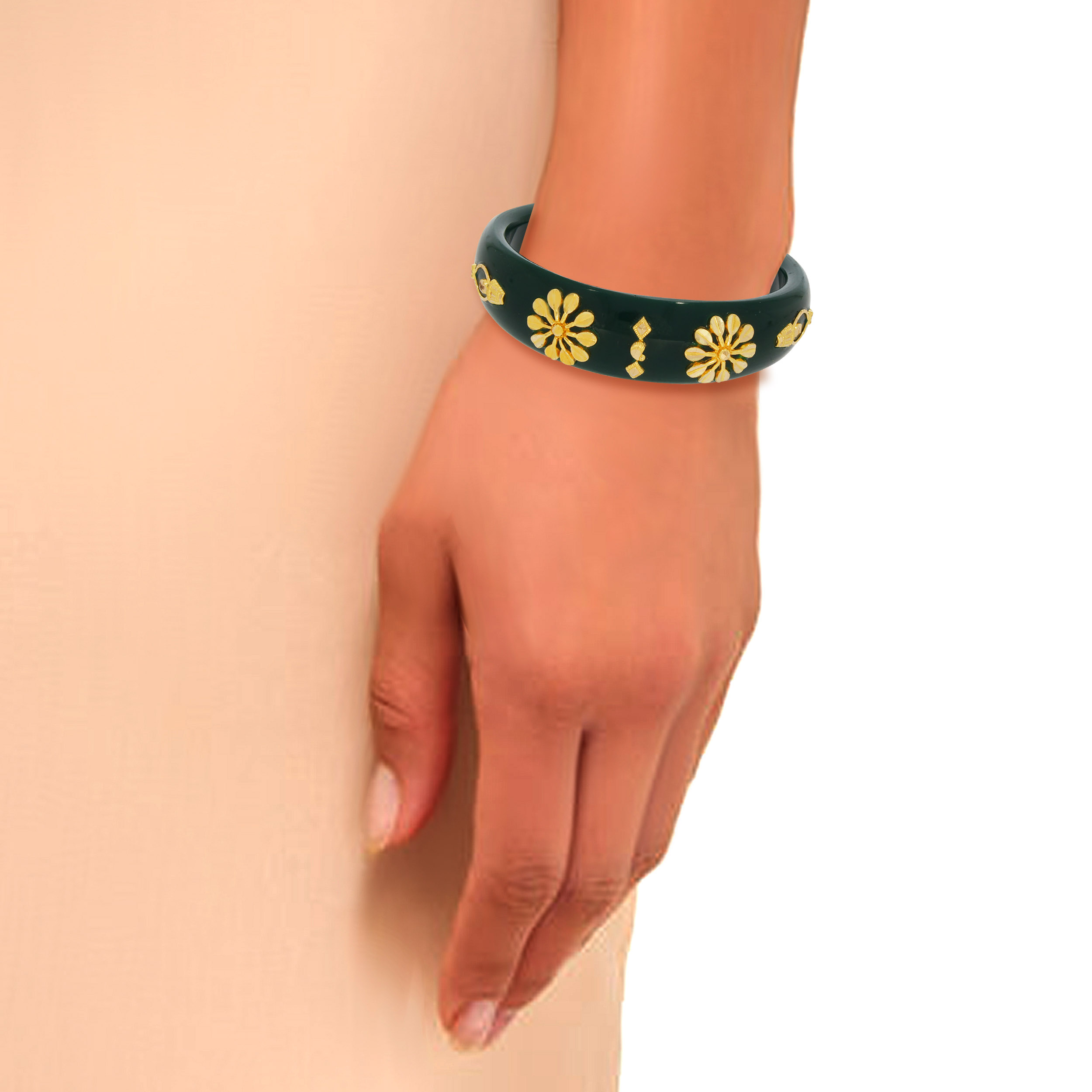 Suryamukhi Charm Green Gold Pola - Senco Gold and Diamonds