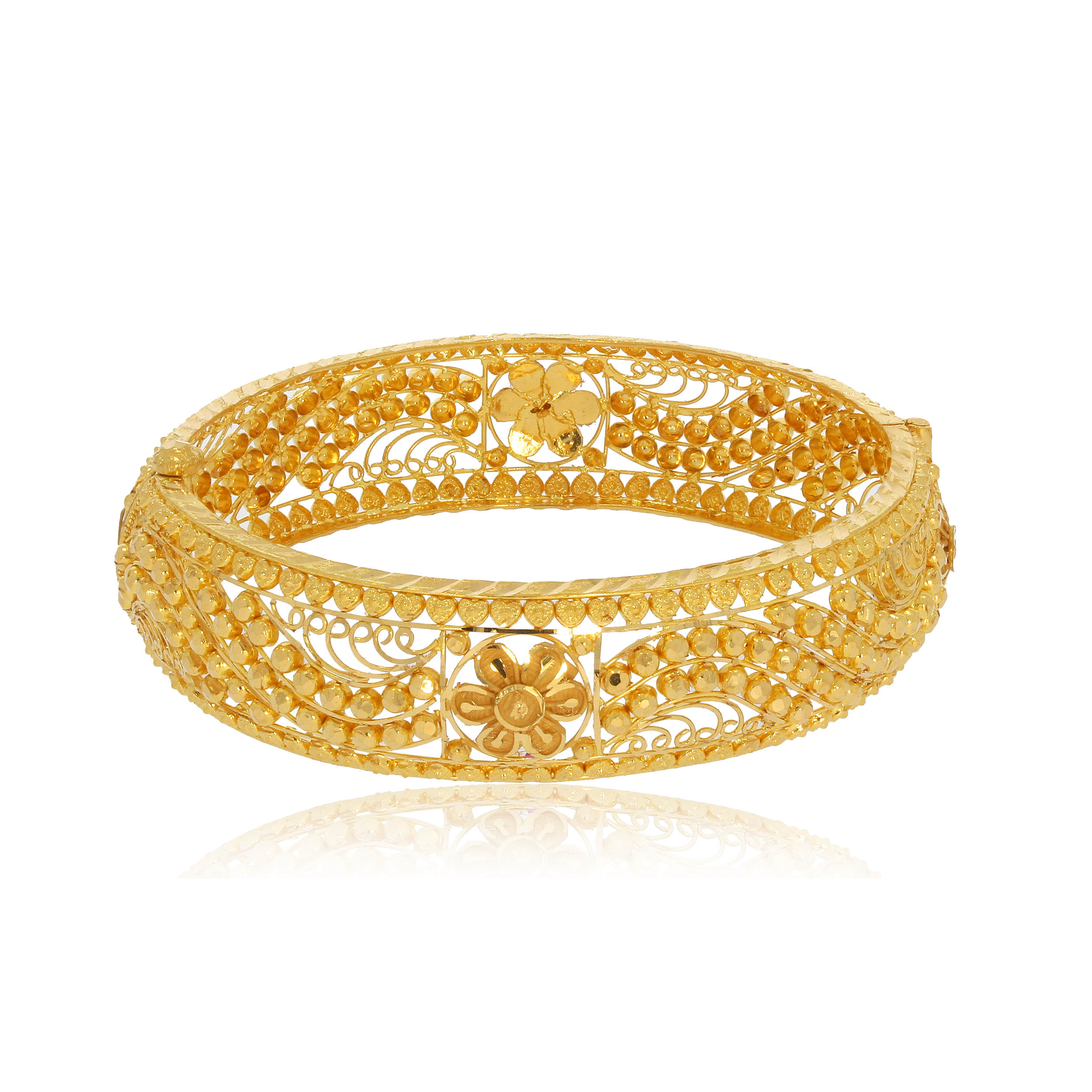 Shining Bloom Gold Chur Bangle - Senco Gold and Diamonds