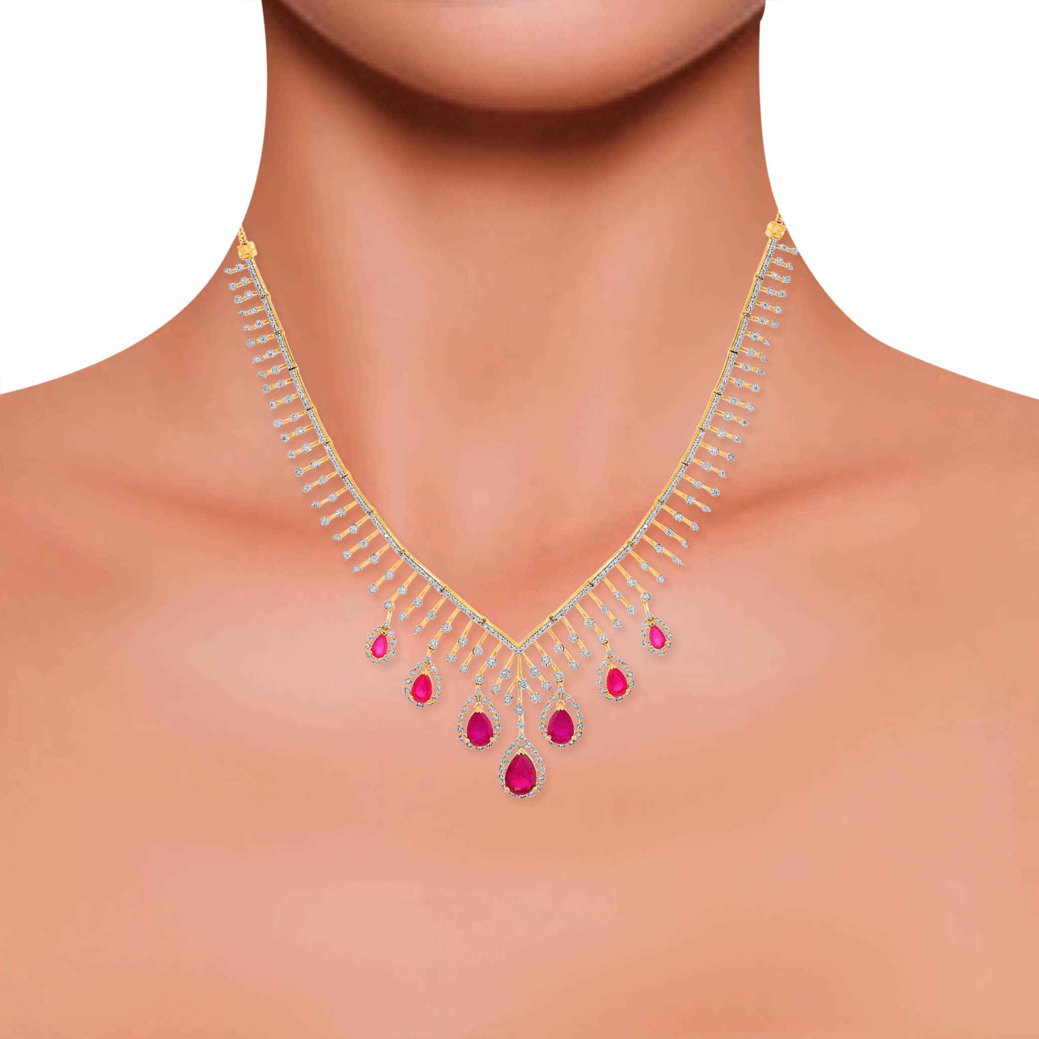 Blushing Droplets Diamond Necklace - Senco Gold and Diamonds