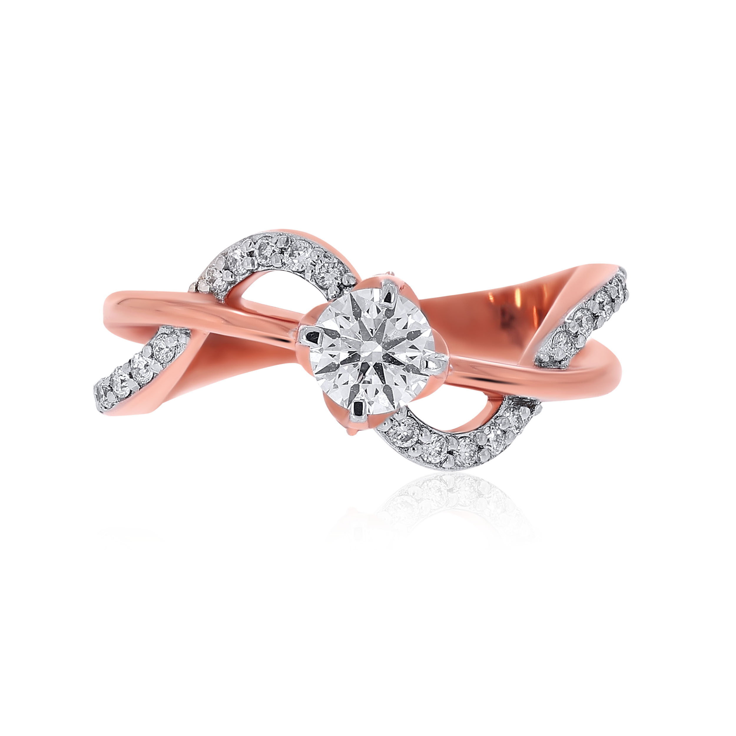 Wavy Adore Solitaire Ring - Senco Gold and Diamonds