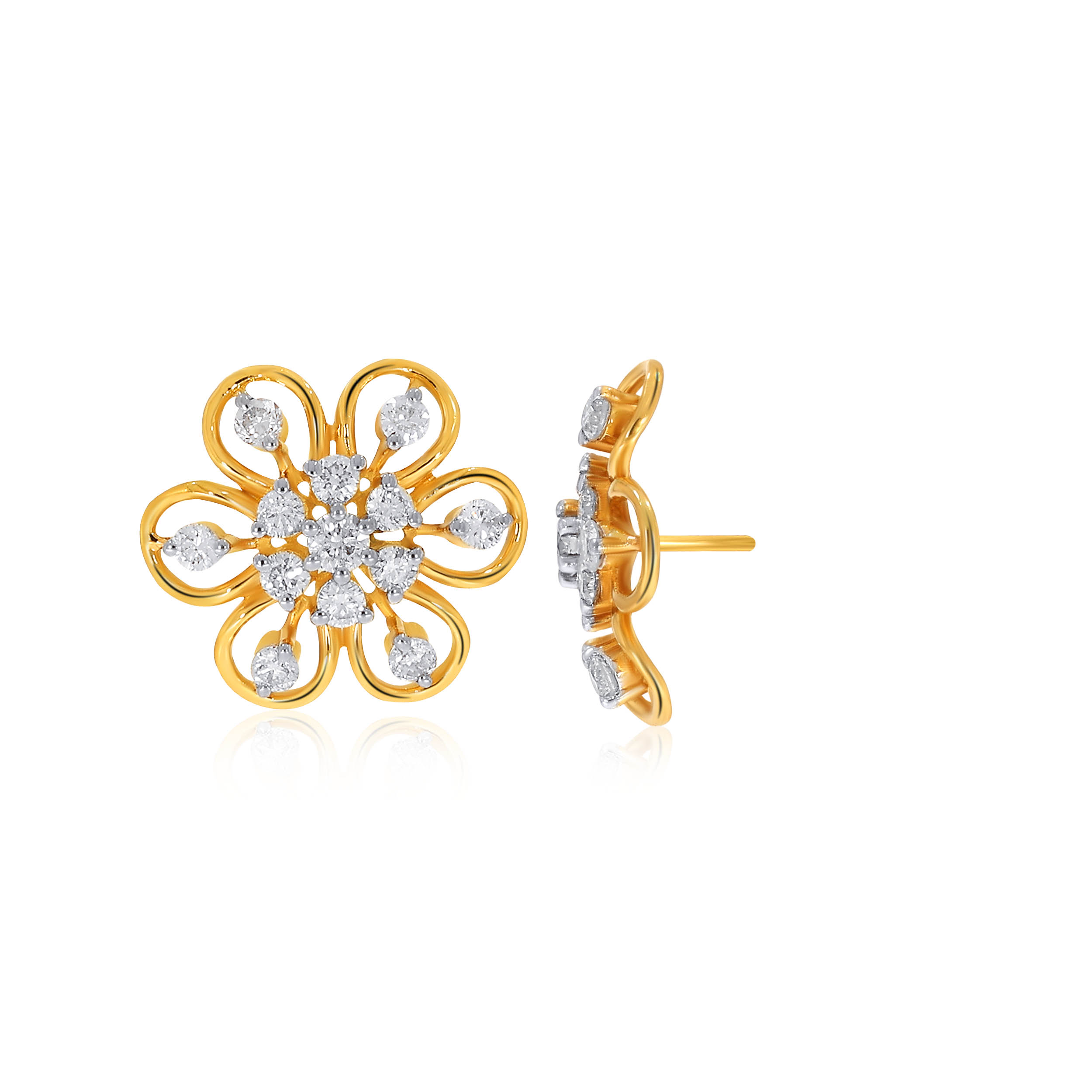 Lily Blossom Diamond Studs - Senco Gold and Diamonds