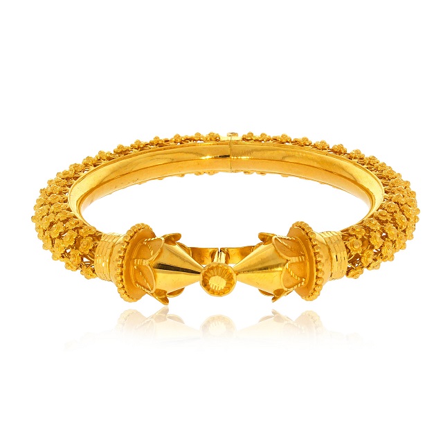 Conventional Flair Gold Mukh Bangle - Senco Gold and Diamonds