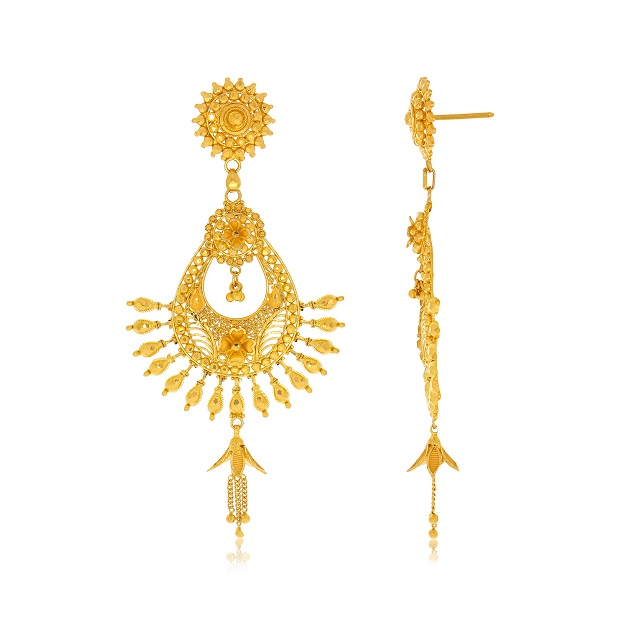 Sun Art Gold Danglers - Senco Gold and Diamonds