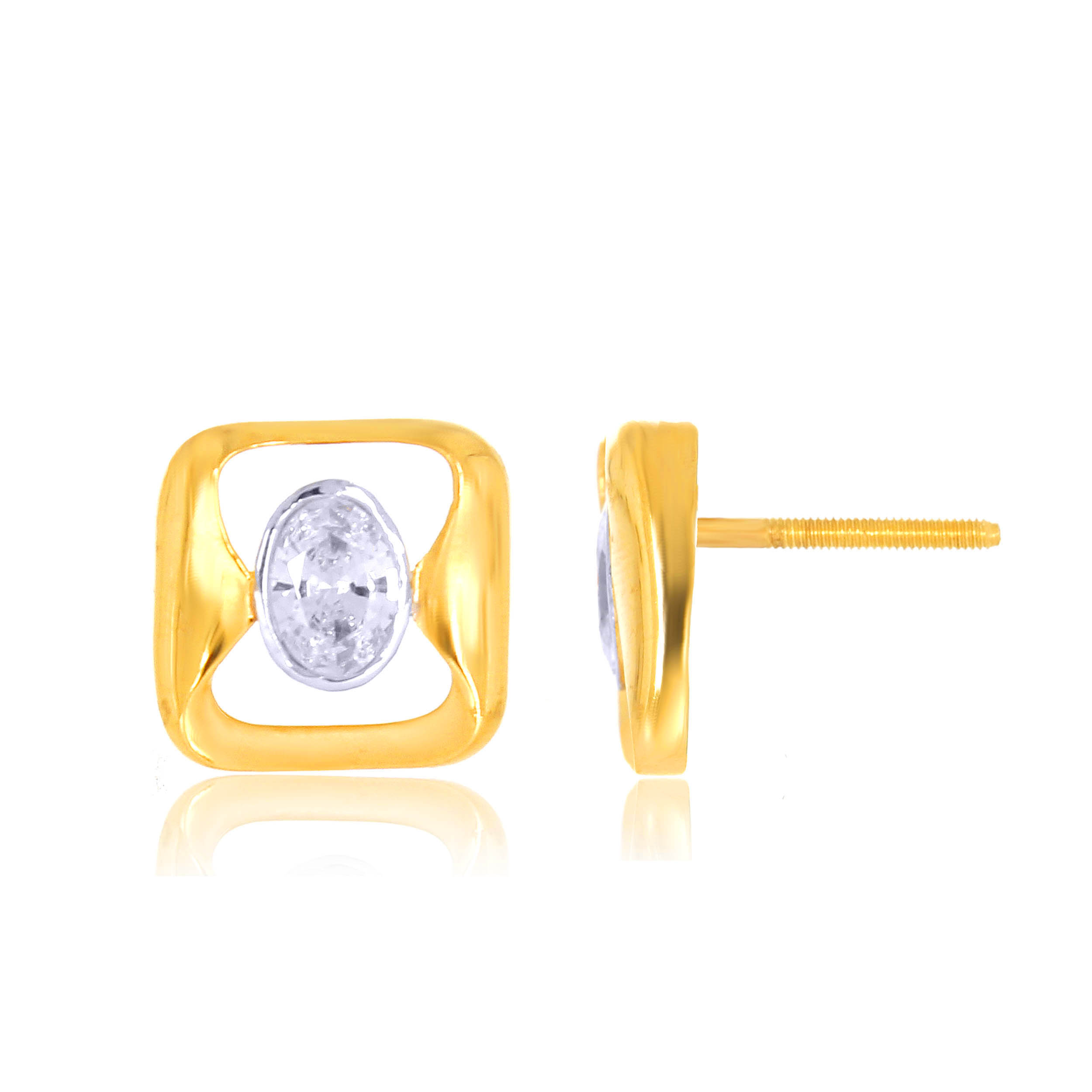 Splendid Cube Gold Studs - Senco Gold and Diamonds