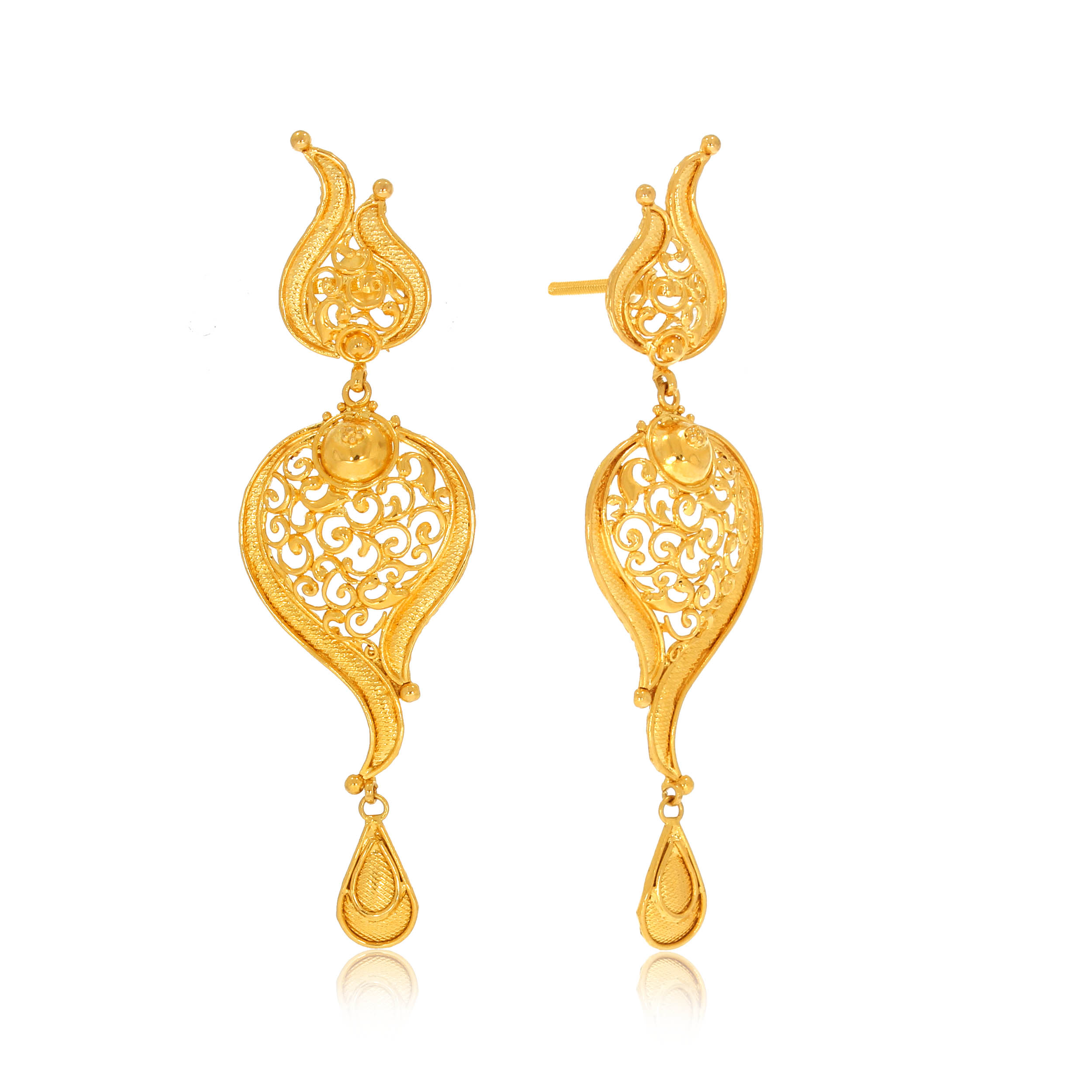 Filigree Art Gold Earrings - Senco Gold and Diamonds