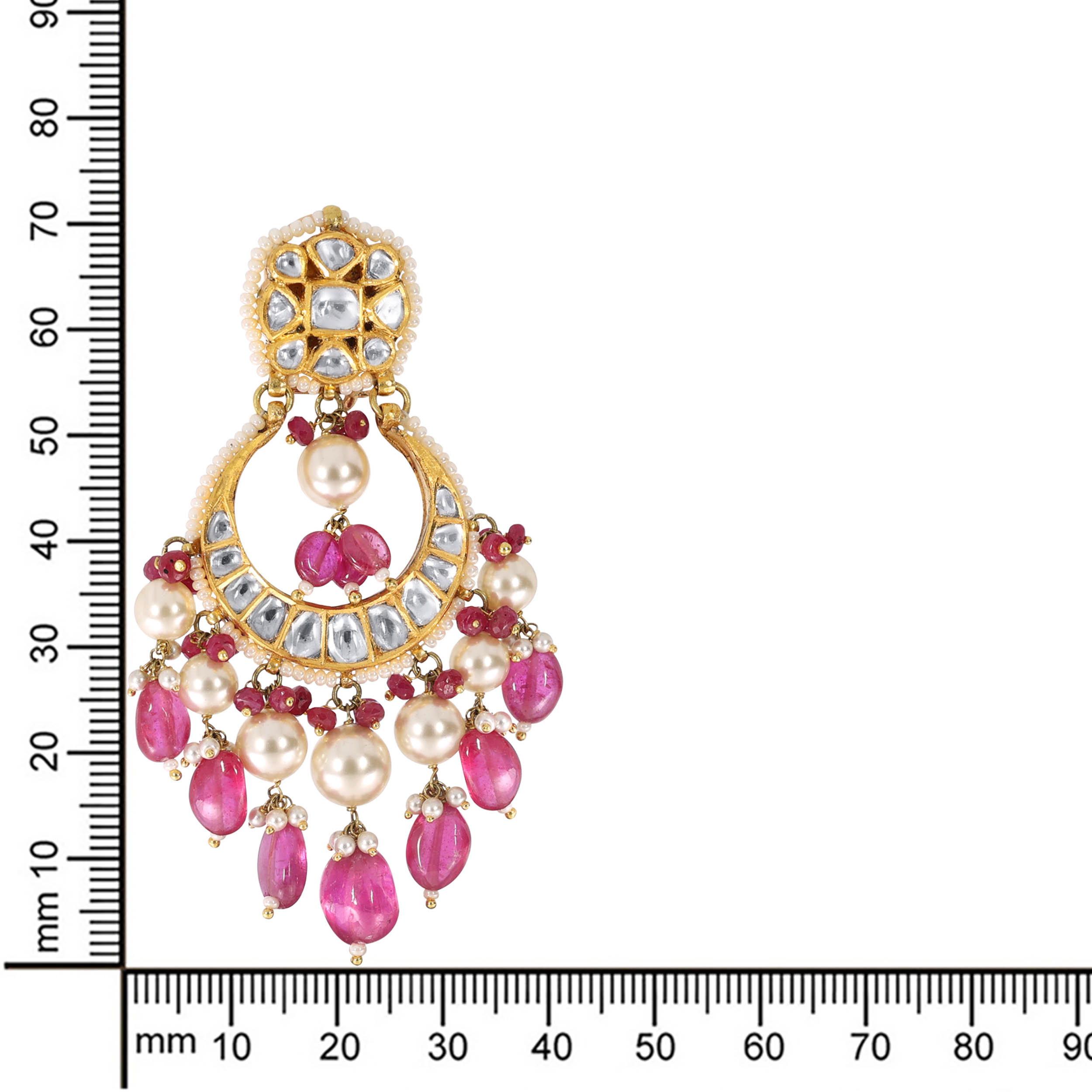 Enticing Bloom Polki Chandbali Earrings - Senco Gold and Diamonds