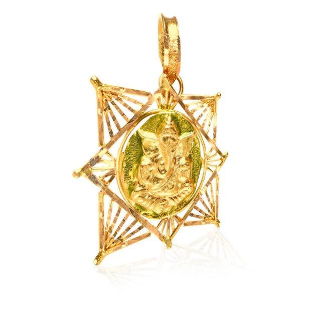 Verdant Ganapati Gold Pendant - Senco Gold and Diamonds
