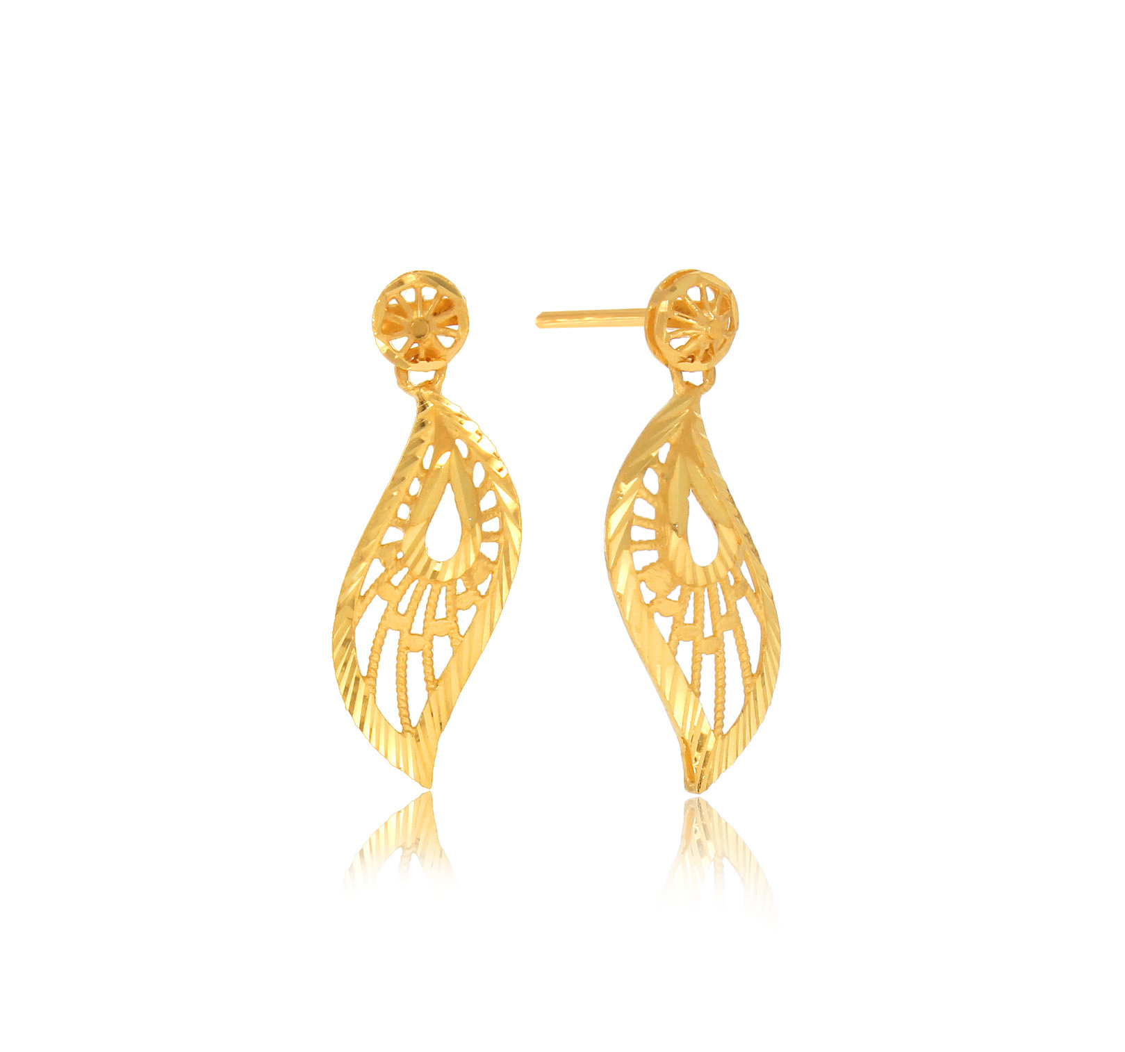 Artistic Wave Gold Drop Earrings - Senco Gold and Diamonds