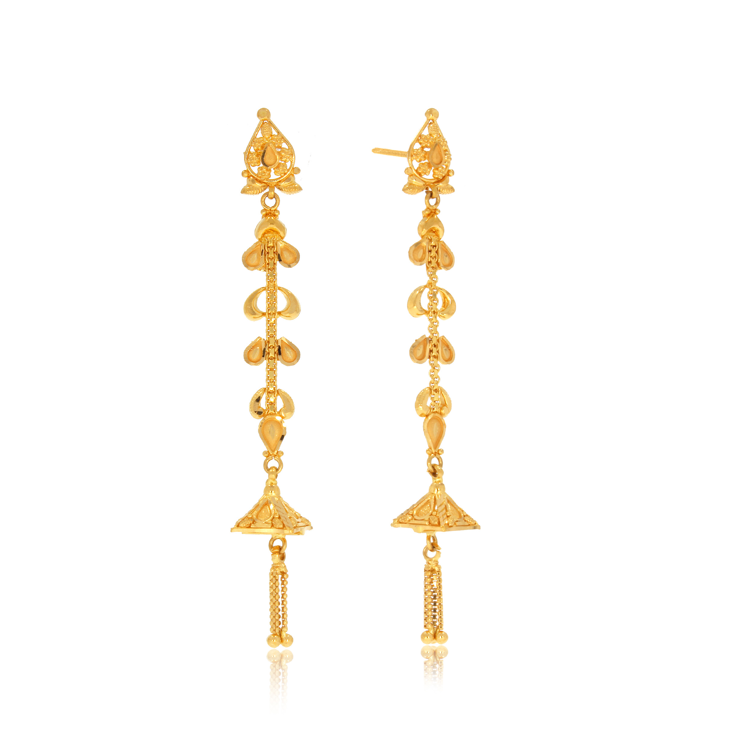 Versatile Glow Gold Long Earrings - Senco Gold and Diamonds