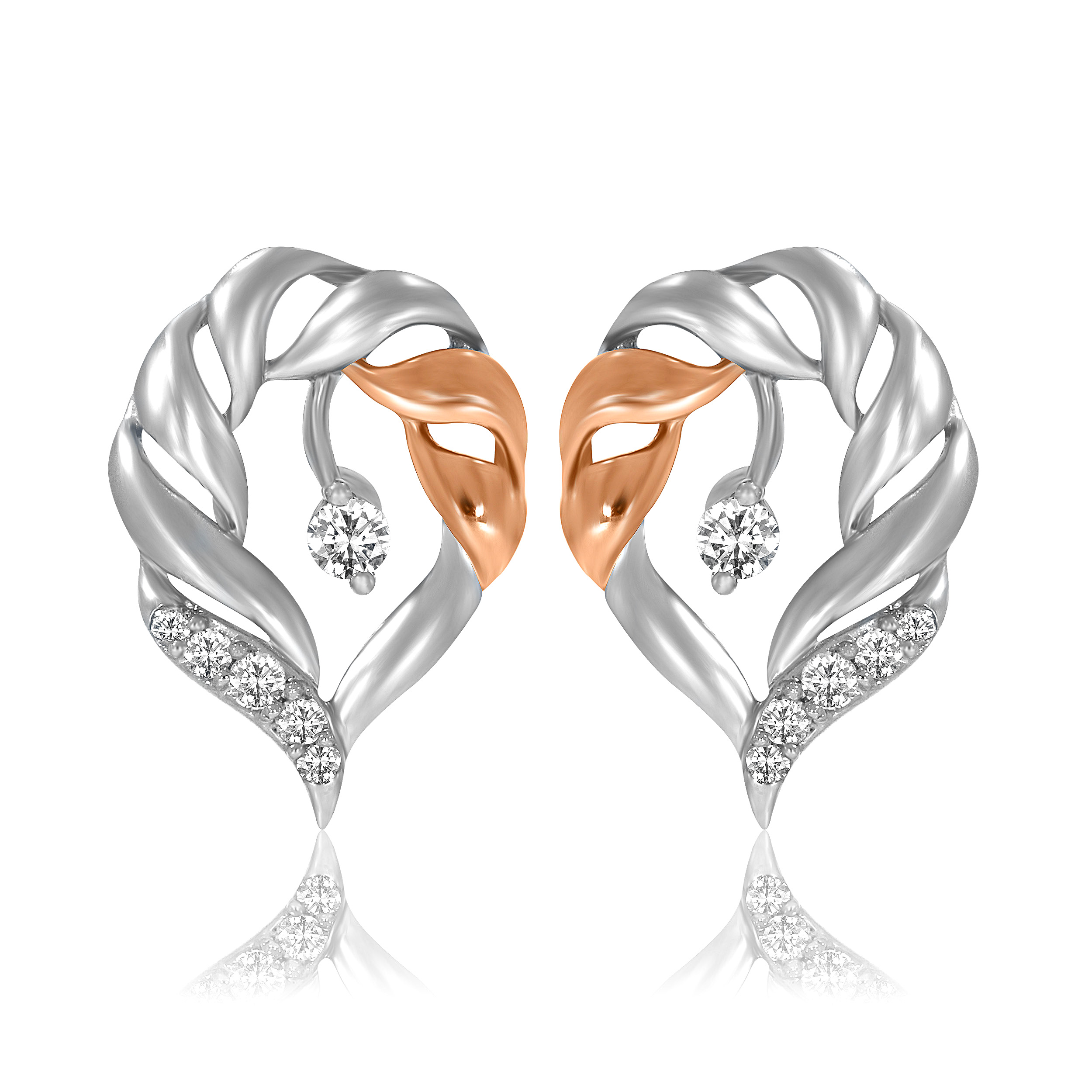 Dual Love Platinum Studs - Senco Gold and Diamonds