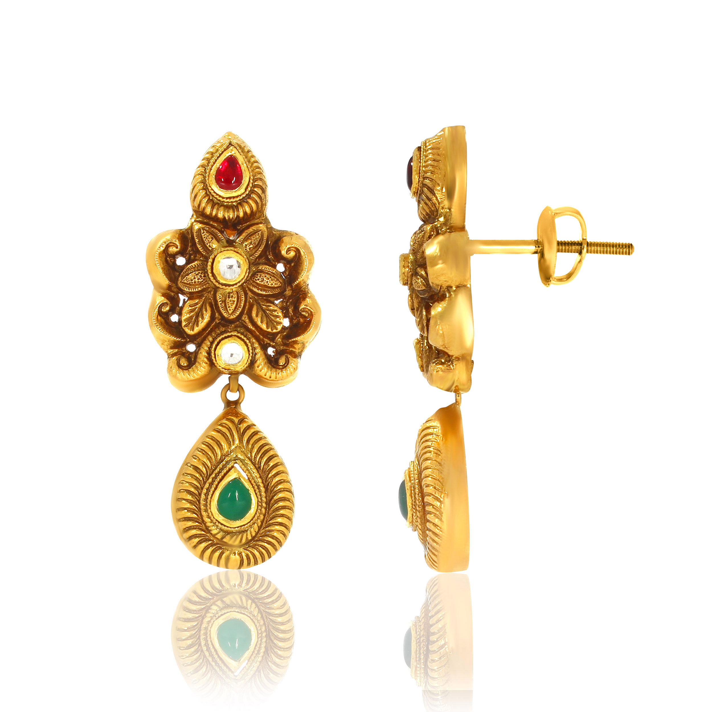Mesmerizing Antique Gold Drop Earrings - Senco Gold and Diamonds