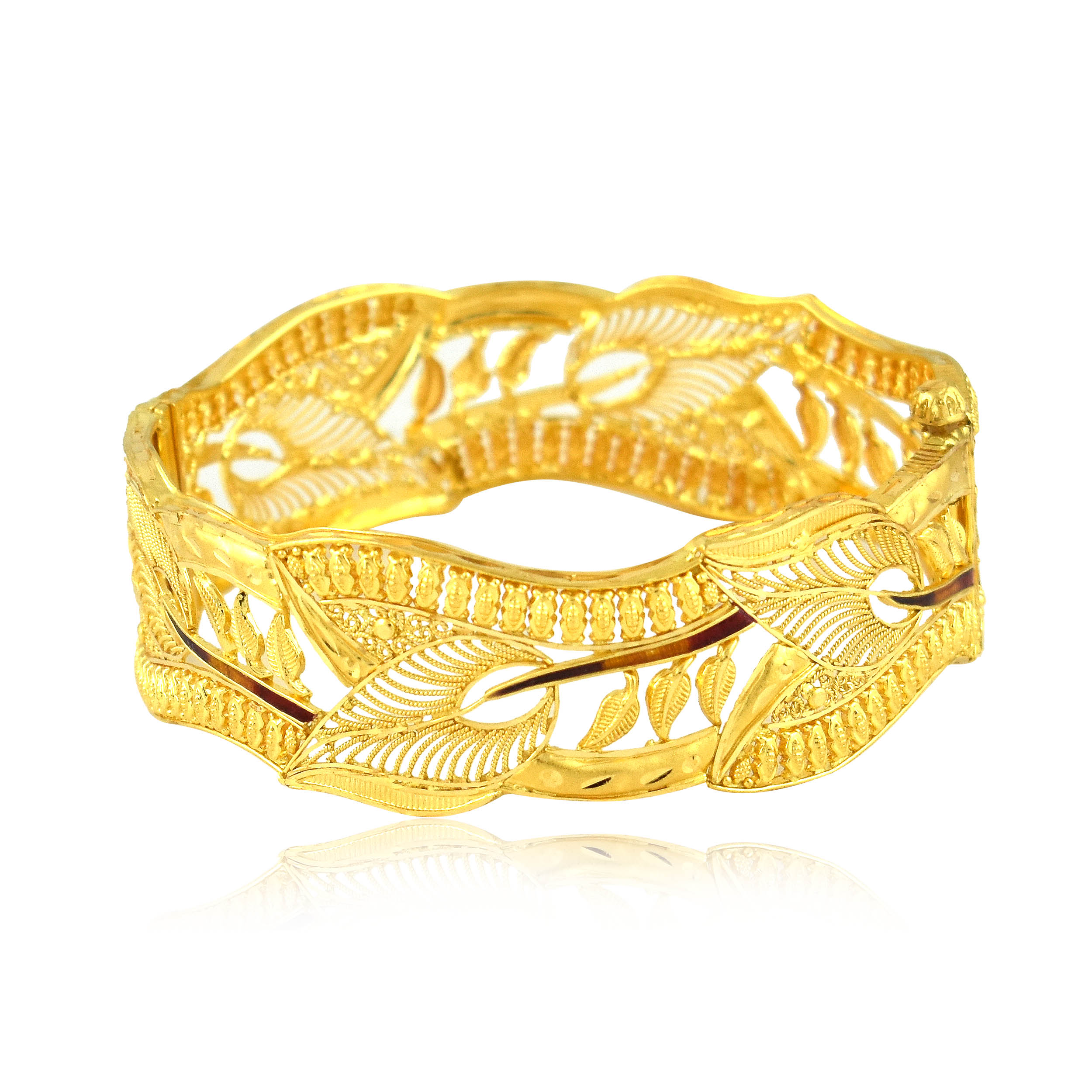 Leafy Craft Gold Chur Bangle - Senco Gold and Diamonds