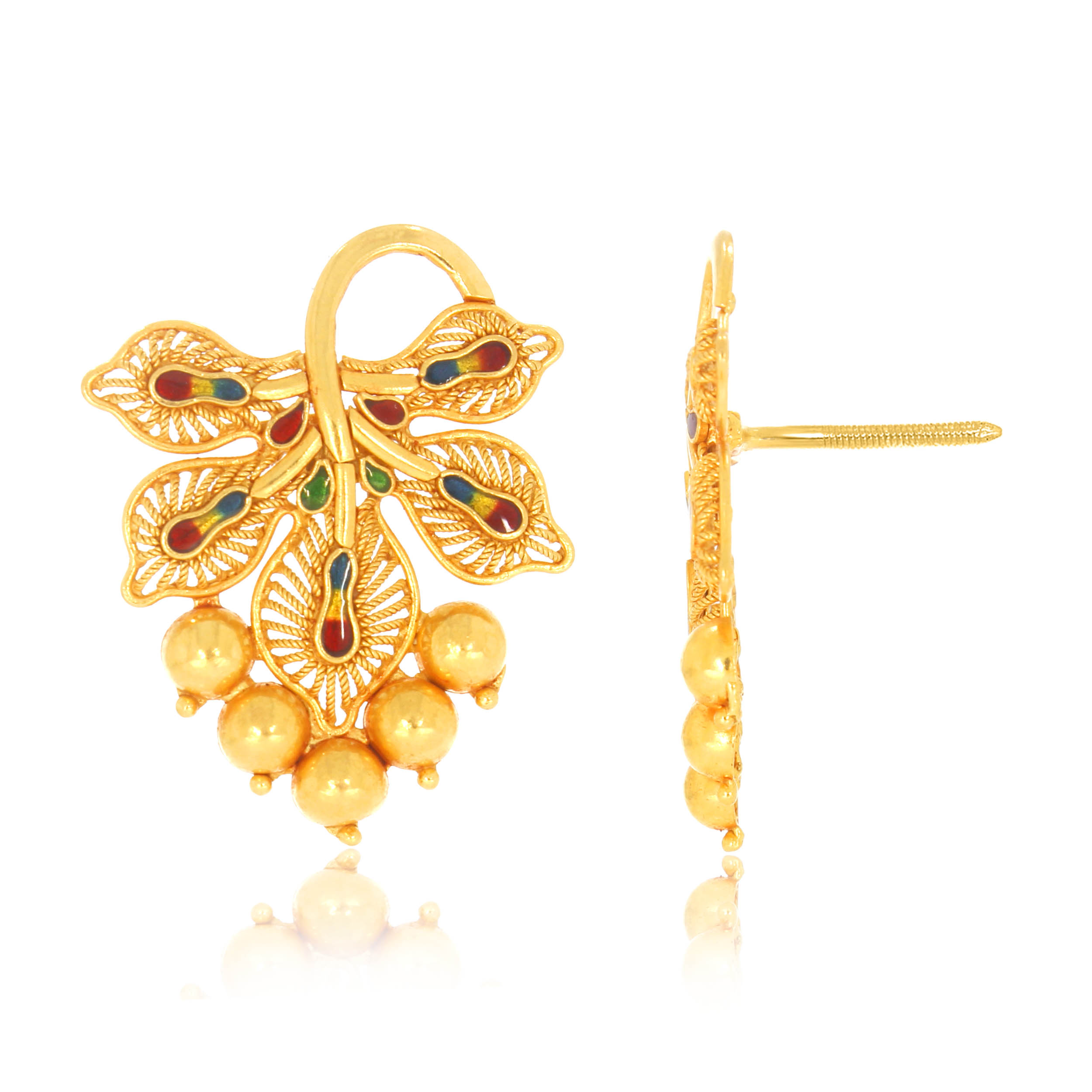 Grapy Vines Gold Studs - Senco Gold and Diamonds